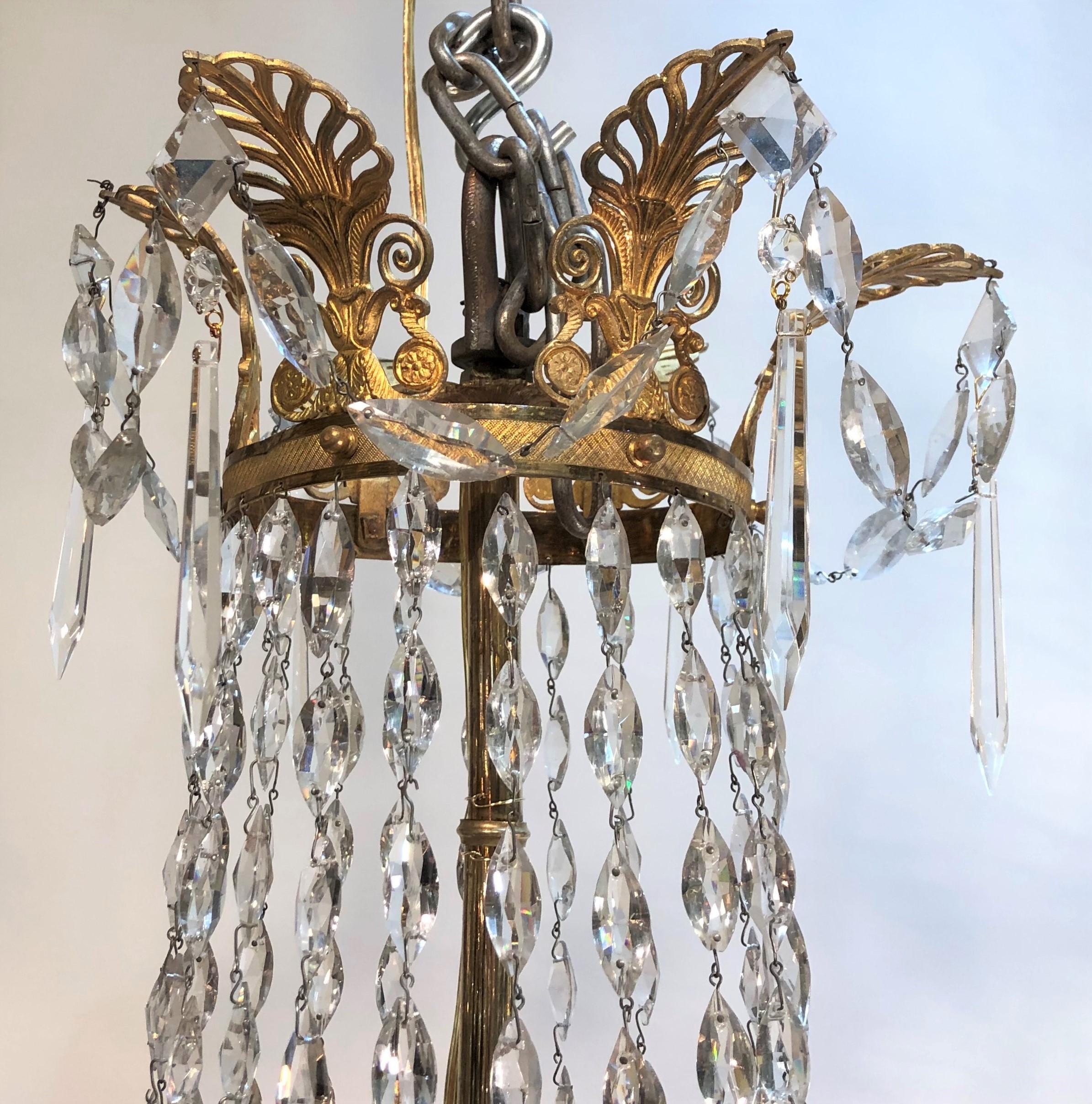 French Directoire Bronze and Crystal Chandelier, 18th Century 3