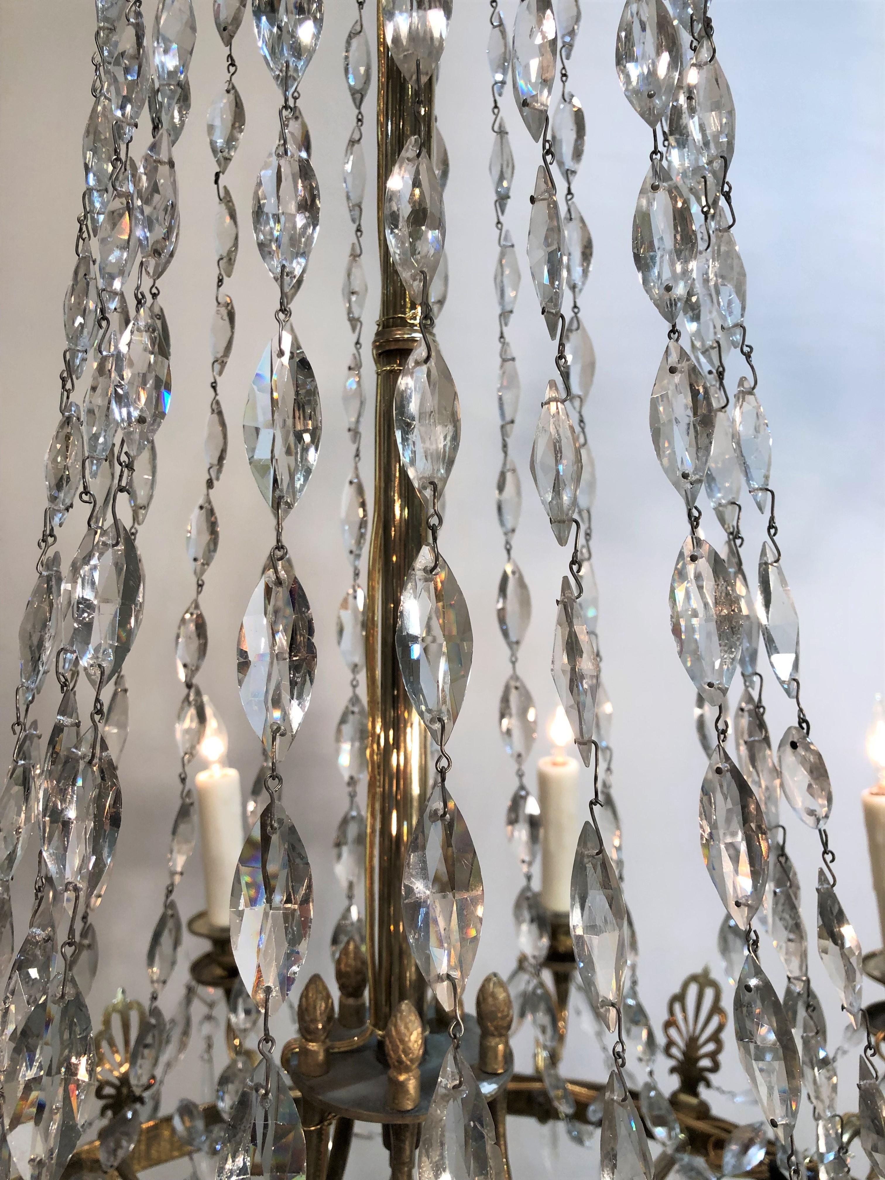 French Directoire Bronze and Crystal Chandelier, 18th Century 4