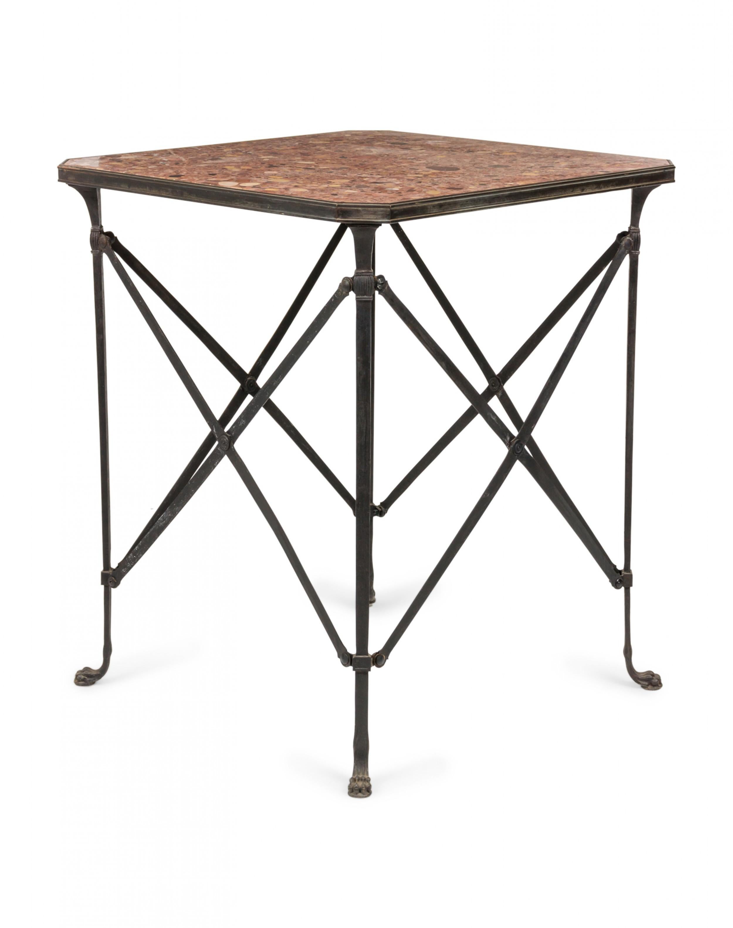 Table d'appoint en bronze directoire français à plateau en marbre en vente 2
