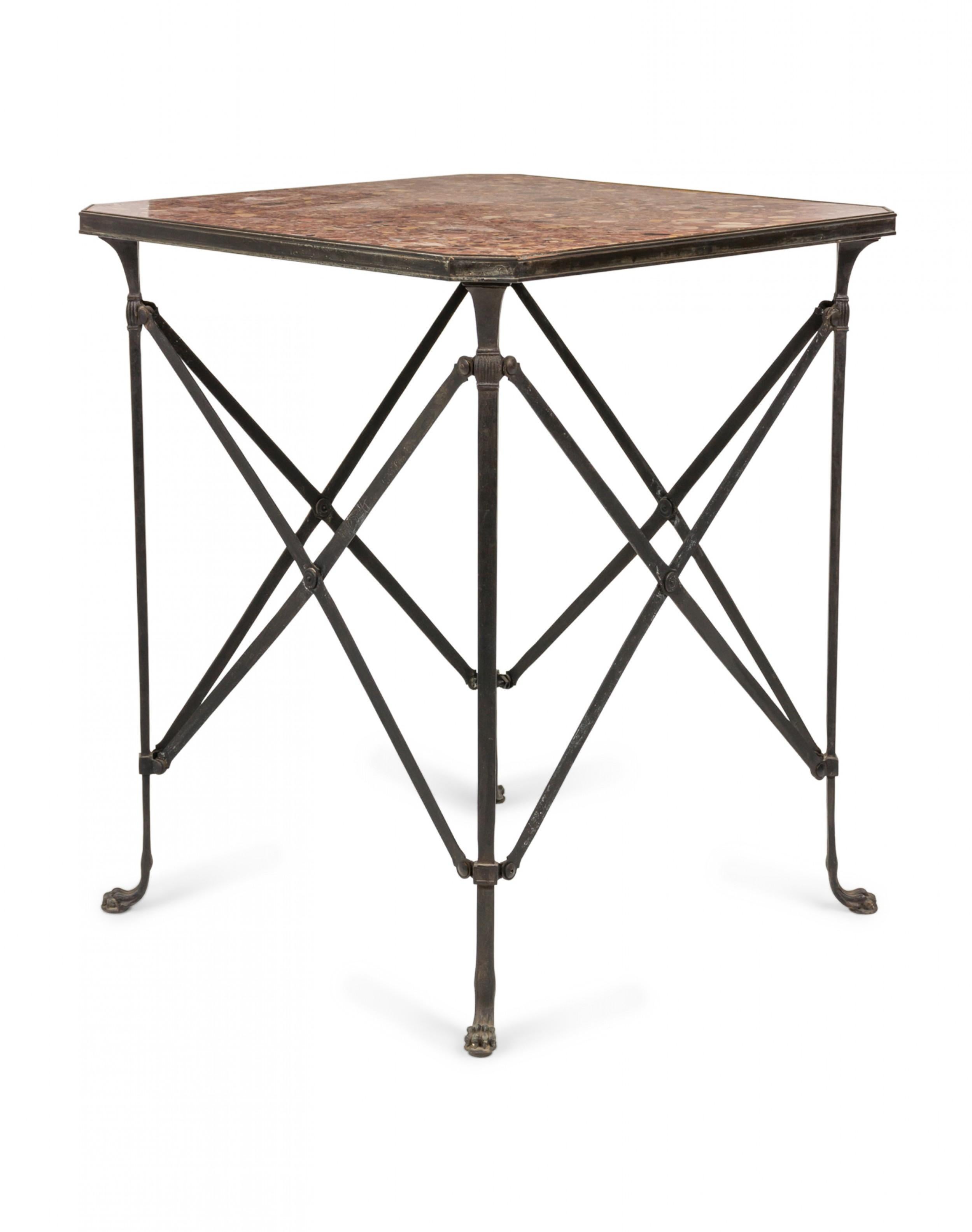 Directoire Table d'appoint en bronze directoire français à plateau en marbre en vente