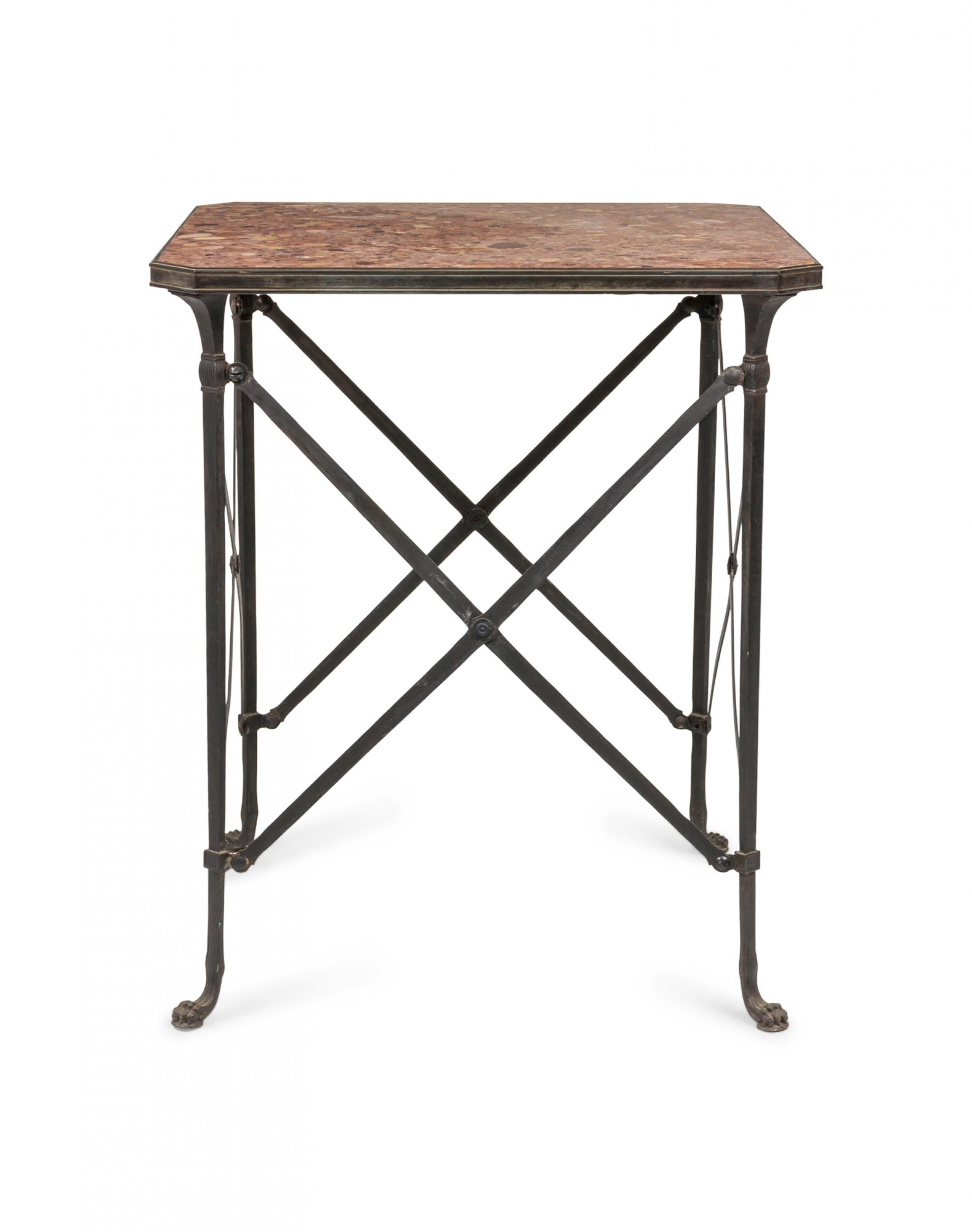 Table d'appoint en bronze directoire français à plateau en marbre Bon état - En vente à Queens, NY