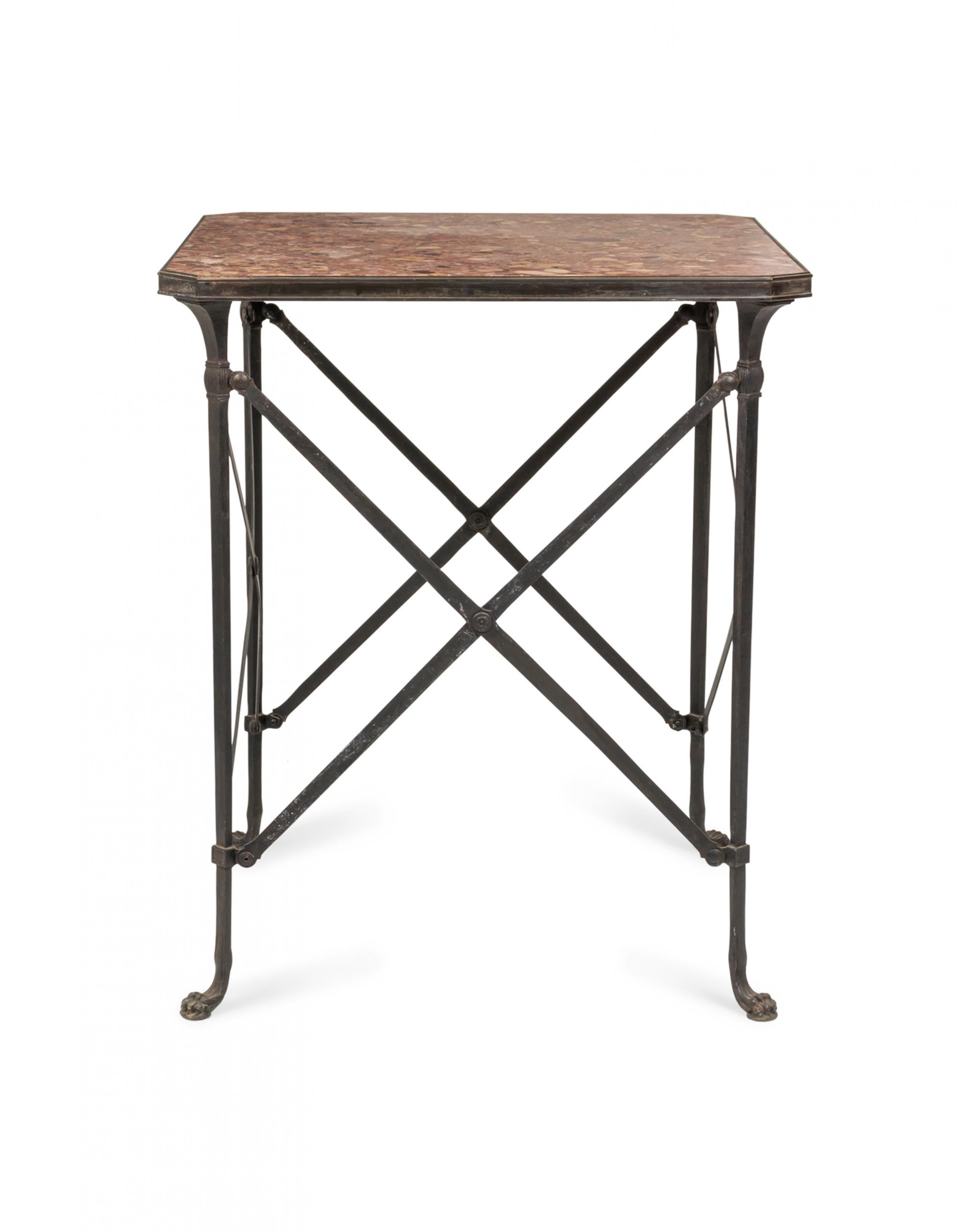 Marbre Table d'appoint en bronze directoire français à plateau en marbre en vente