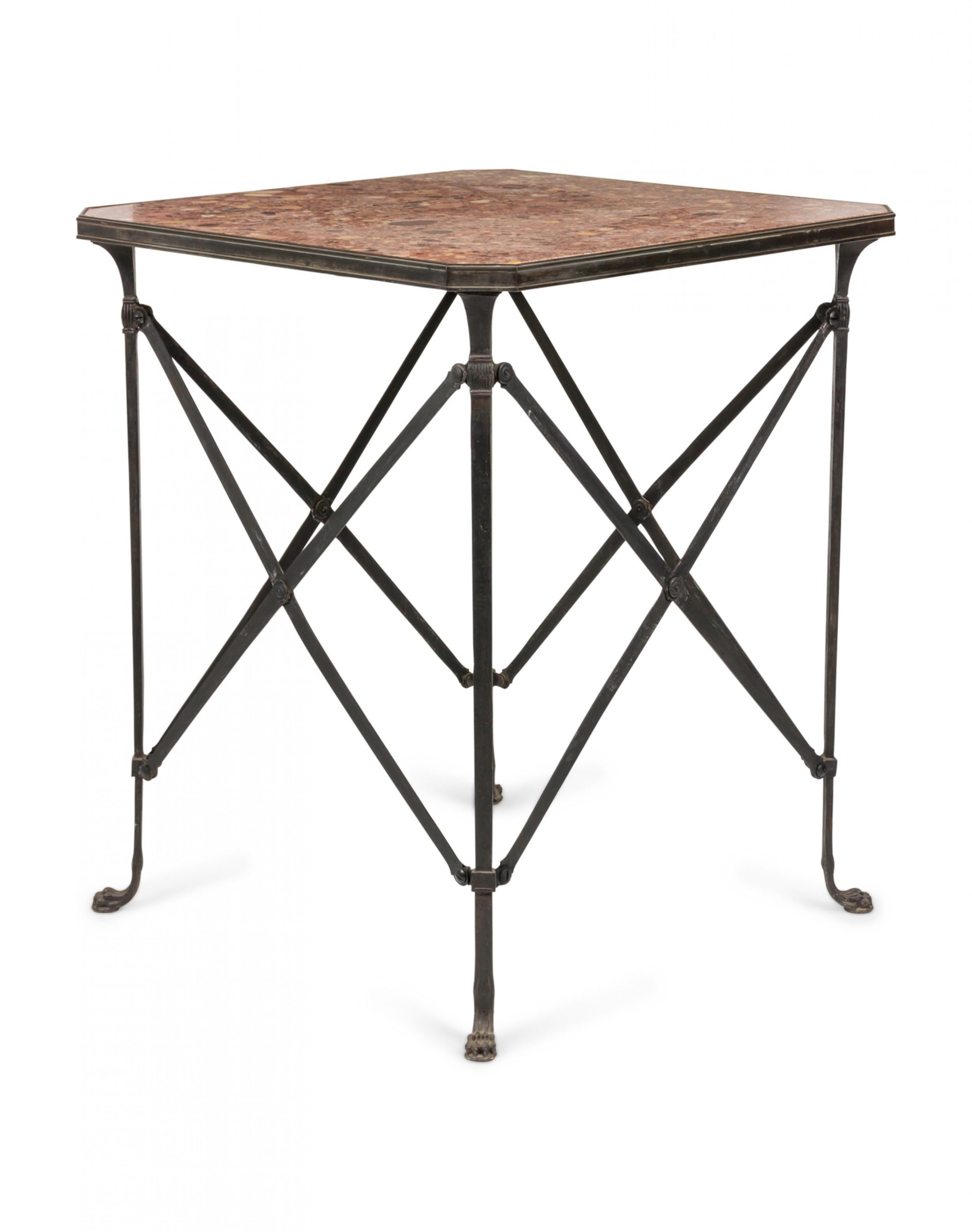 Table d'appoint en bronze directoire français à plateau en marbre en vente 1