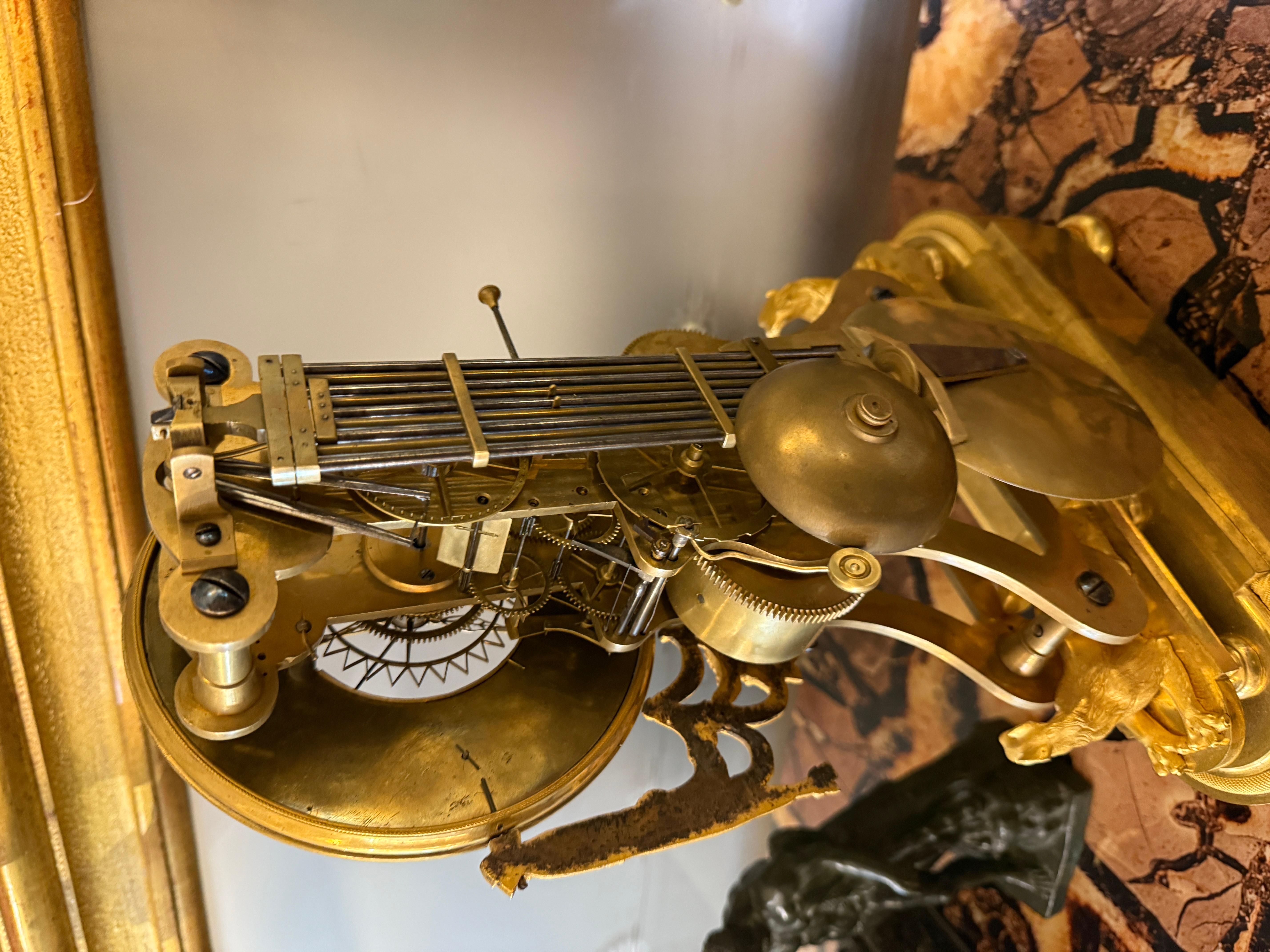 Ormolu French Directoire Bronze Skeleton Clock For Sale