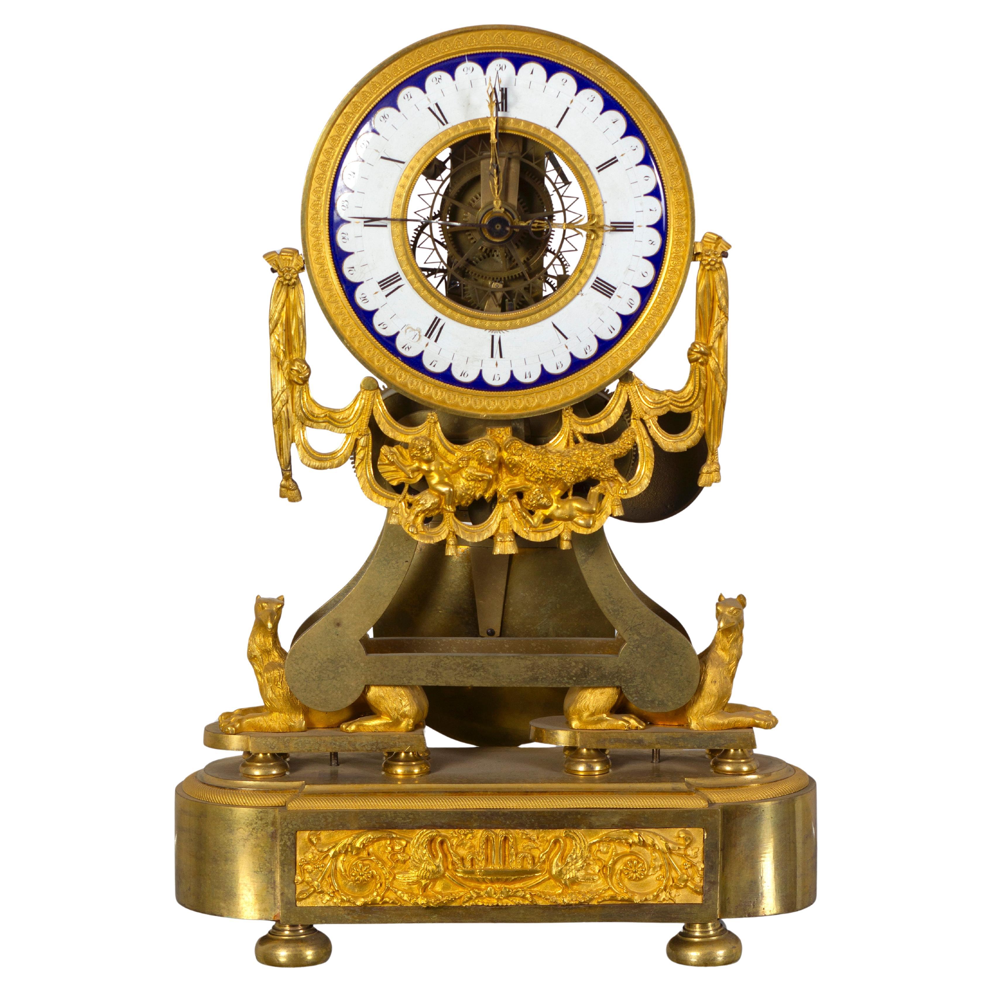 Reloj Esqueleto Francés Directoire Bronce