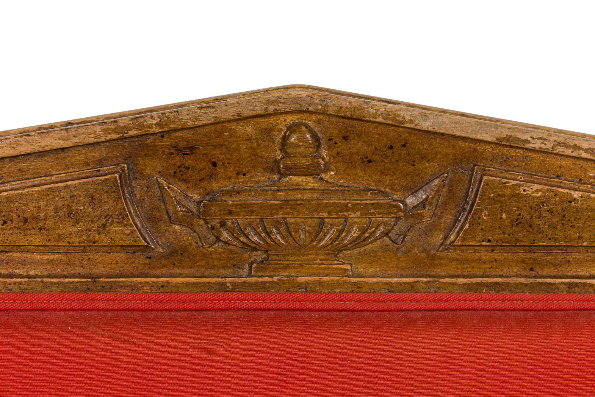 French Directoire Carved Wood and Red Upholstered Daybed For Sale 5