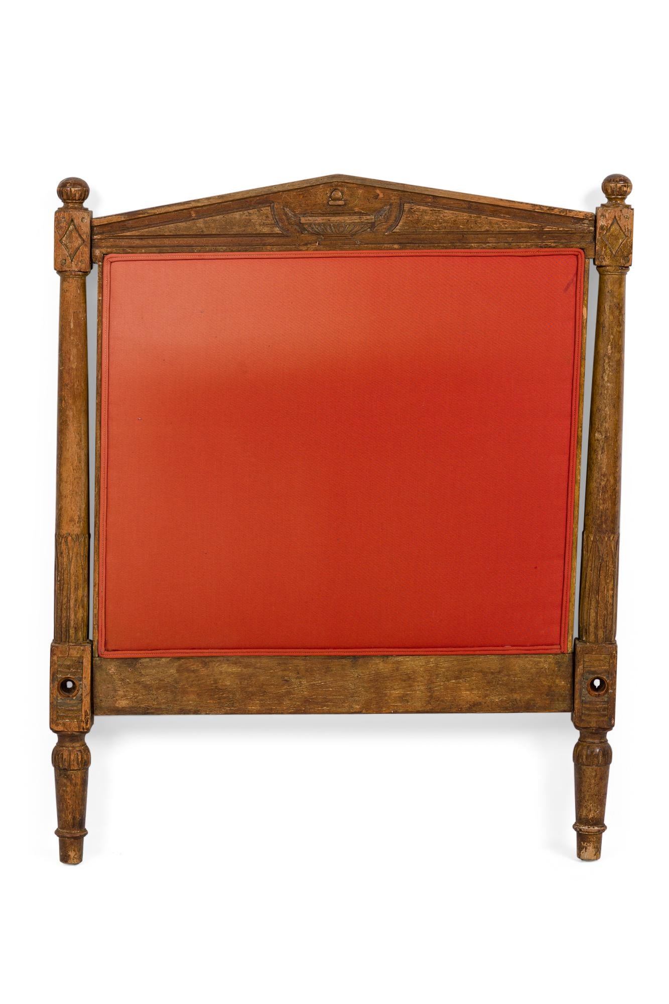 Hand-Carved French Directoire Carved Wood and Red Upholstered Daybed For Sale