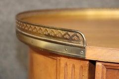 French Directoire Cherry and Brass Adorned Kidney Shaped Ladies Vanity Desk