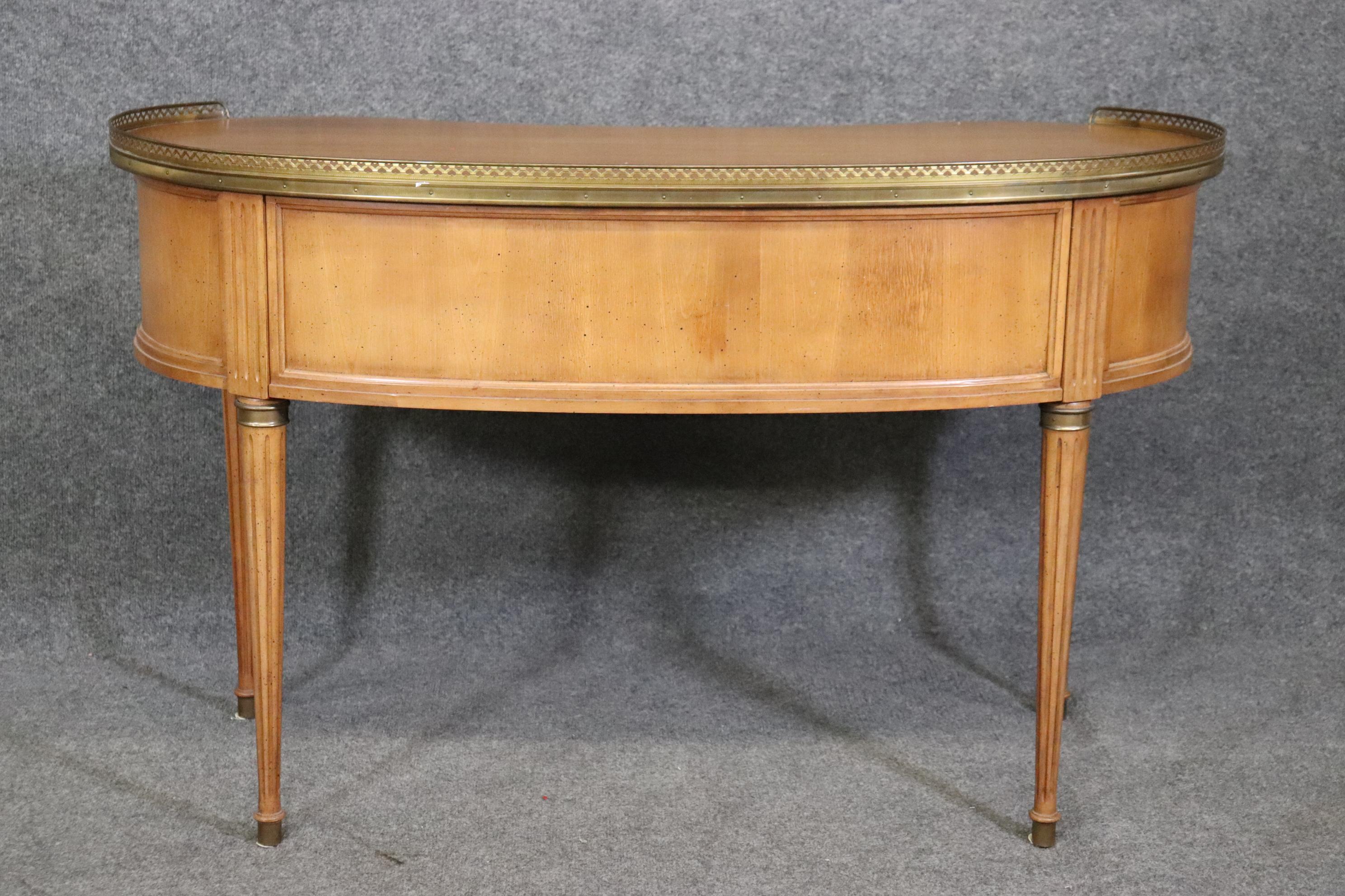 French Directoire Cherry and Brass Adorned Kidney Shaped Ladies Vanity Desk  3