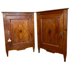 French Directoire Corner Cabinets, Pair