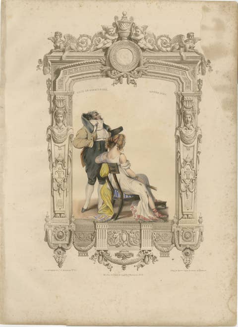 French Directoire Costume Lithograph – Under the Directory 1797 – Published 1847