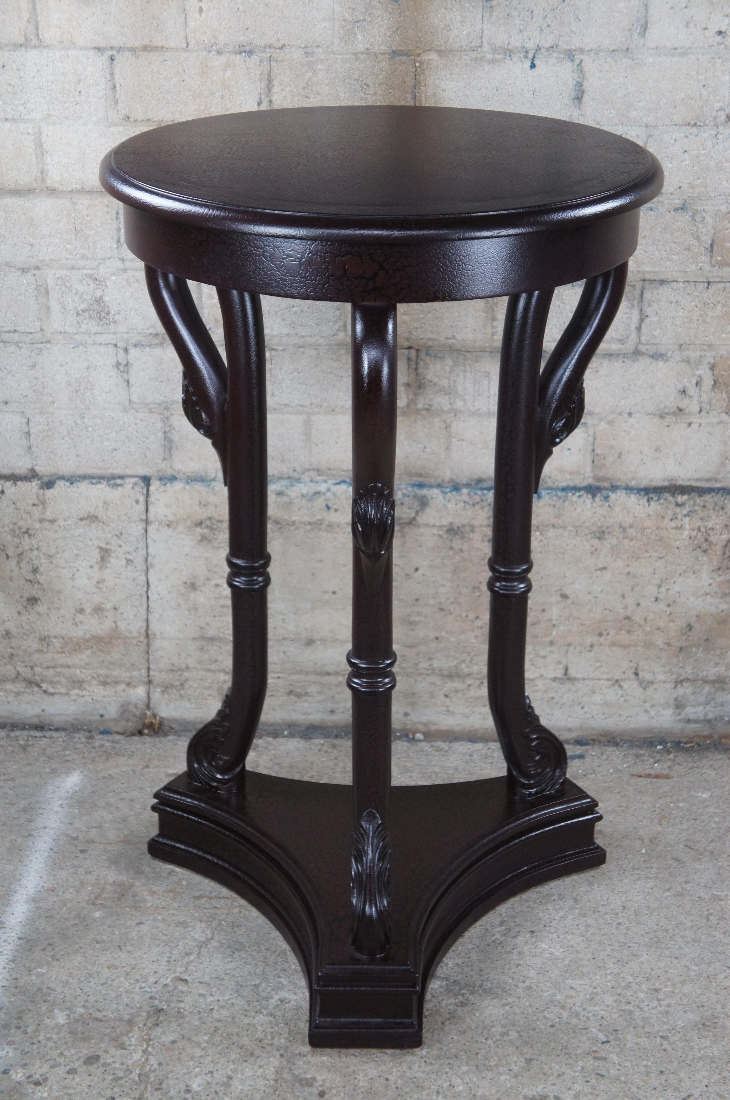 20th Century French Directoire Crackle Lacquer Gueridon Swan Pedestal Table Sculpture Stand For Sale