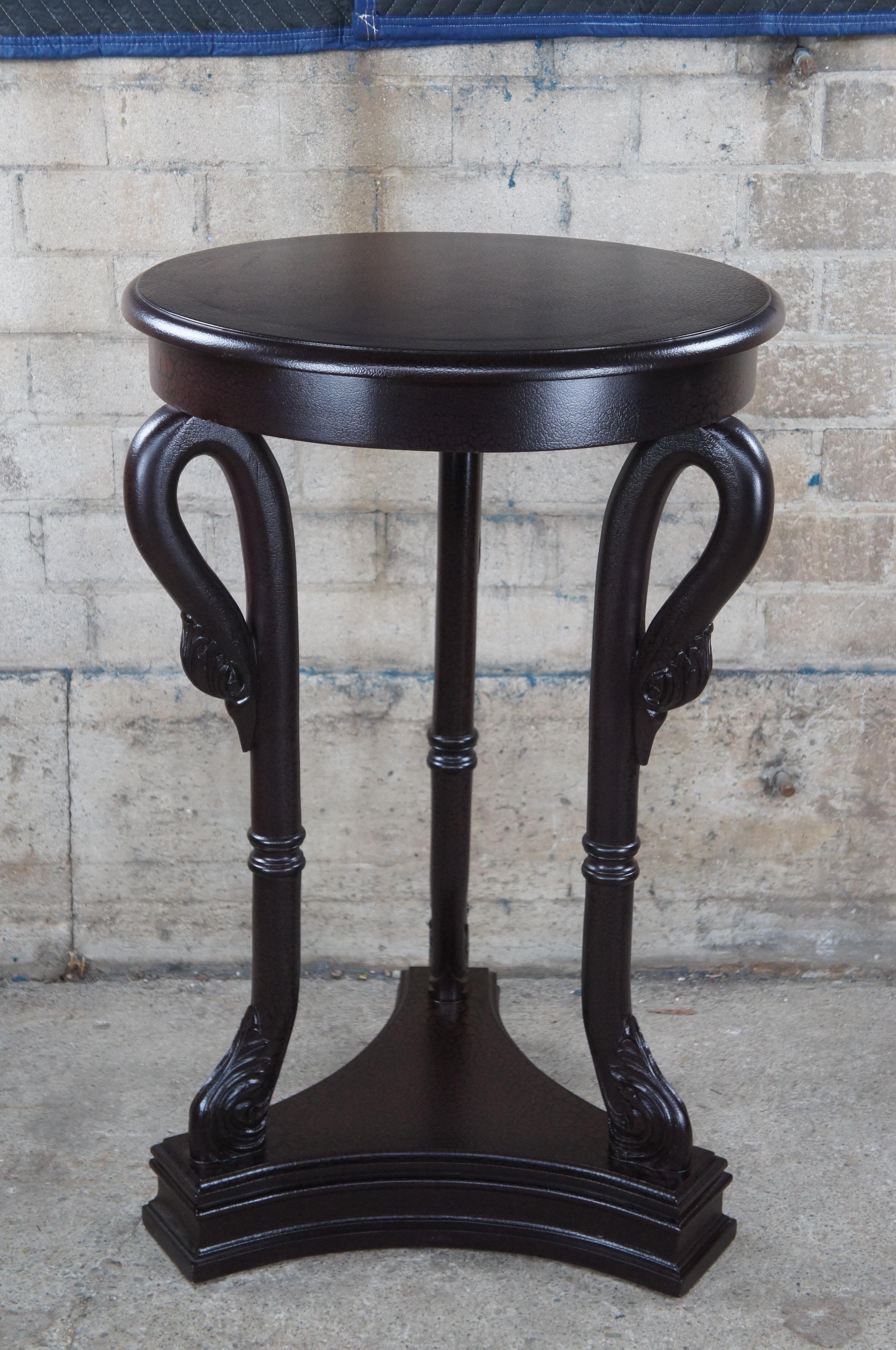 Hardwood French Directoire Crackle Lacquer Gueridon Swan Pedestal Table Sculpture Stand For Sale