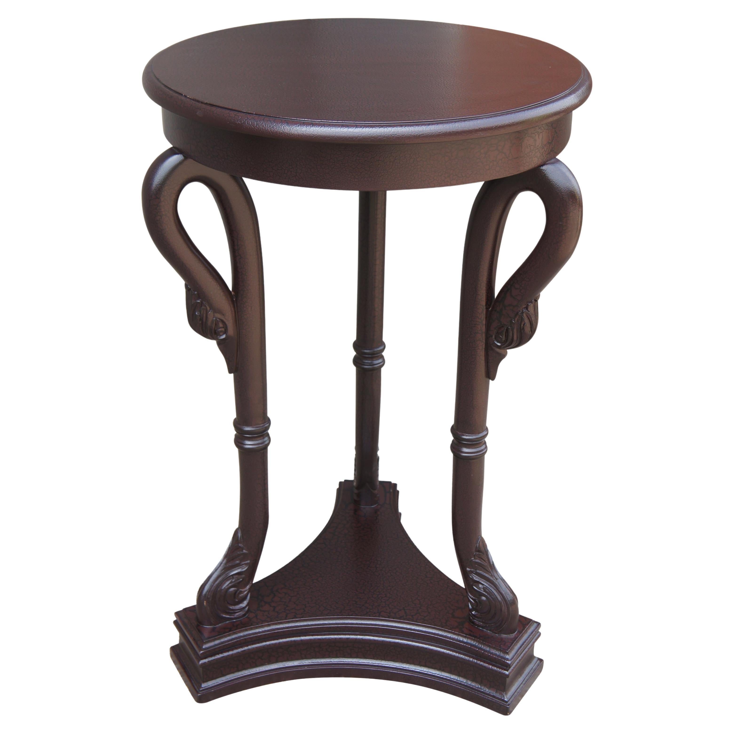 French Directoire Crackle Lacquer Gueridon Swan Pedestal Table Sculpture Stand For Sale