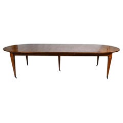 French Directoire Cross Banded Mahogany Drop Leaf Extension Dining Table 20th C