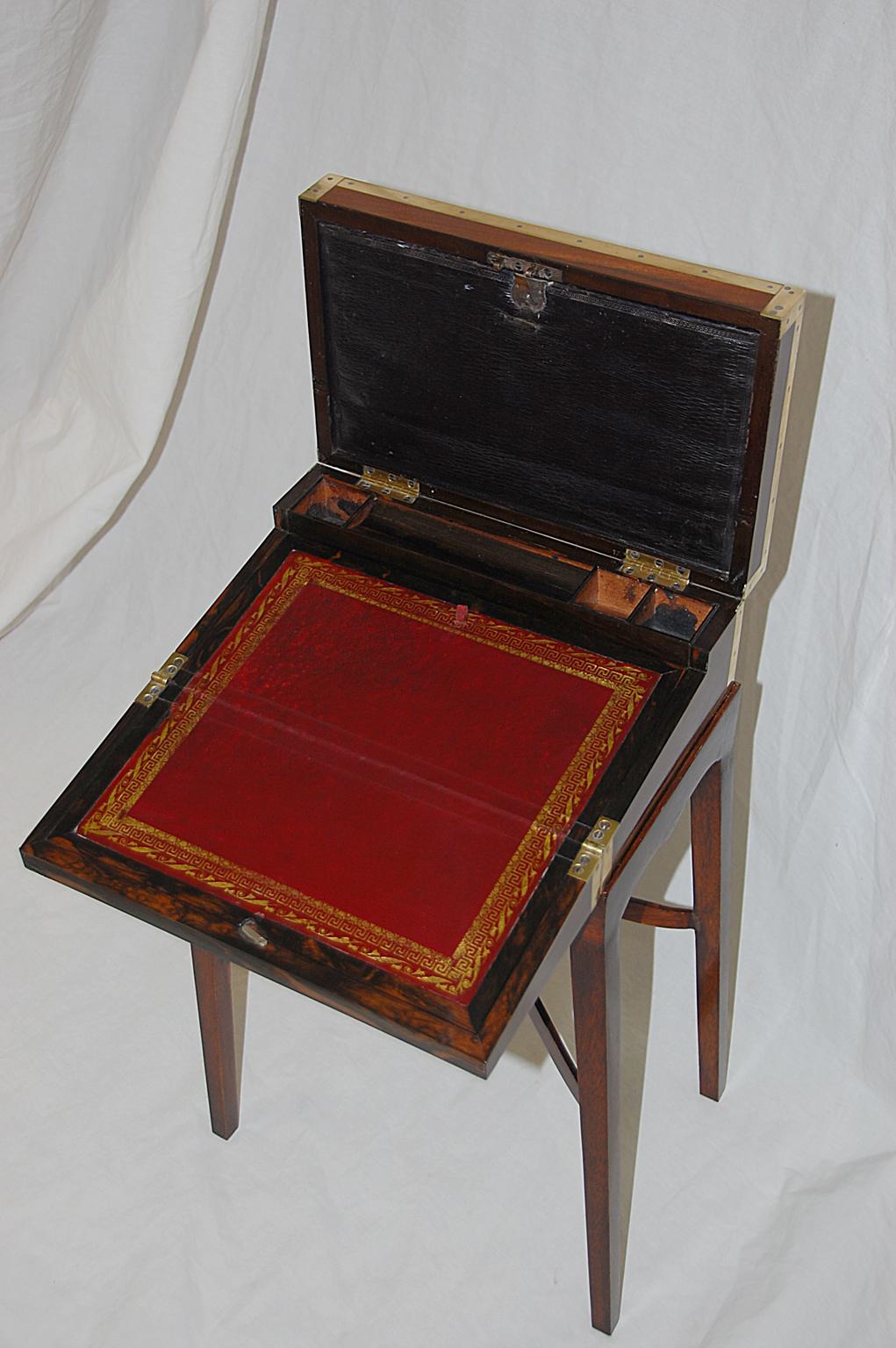 French Directoire Double Opening Brass Inlaid Writing Box Now on Bespoke Stand 1