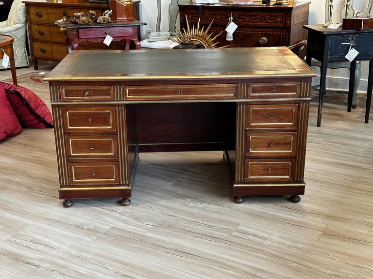Hand-Crafted French Directoire Double Pedestal Writing Desk For Sale
