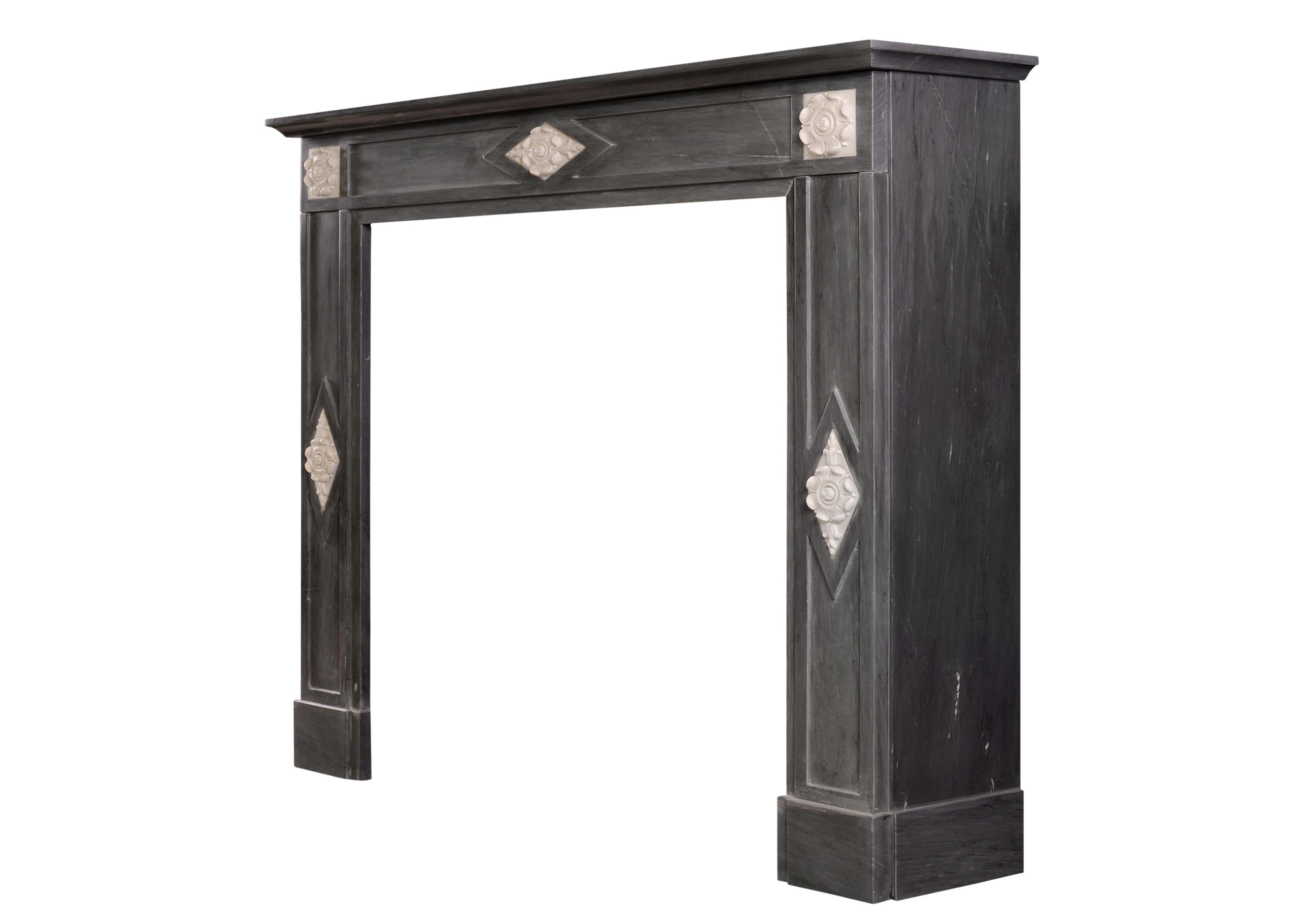 French Directoire Fireplace in Grey Bardiglio Marble In Excellent Condition For Sale In London, GB