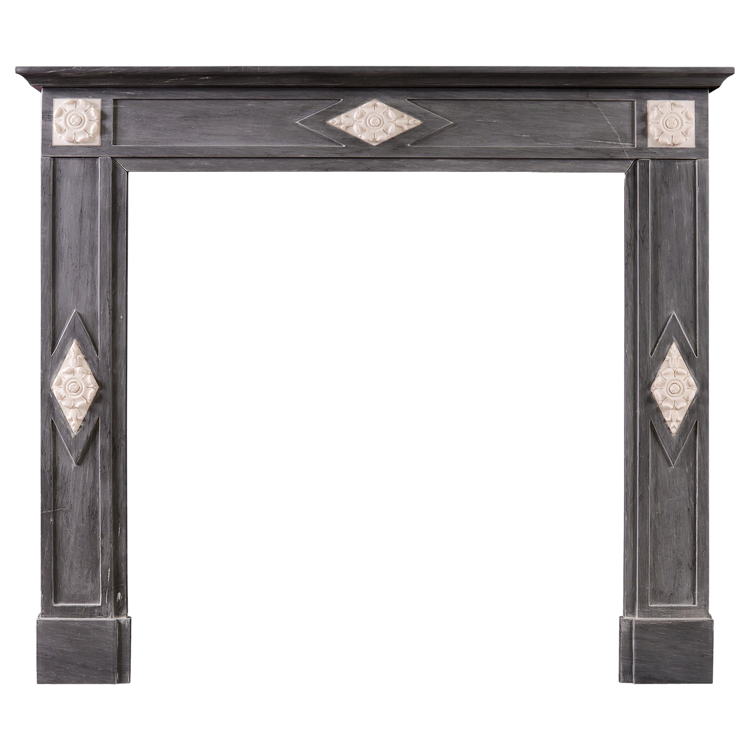 French Directoire Fireplace in Grey Bardiglio Marble