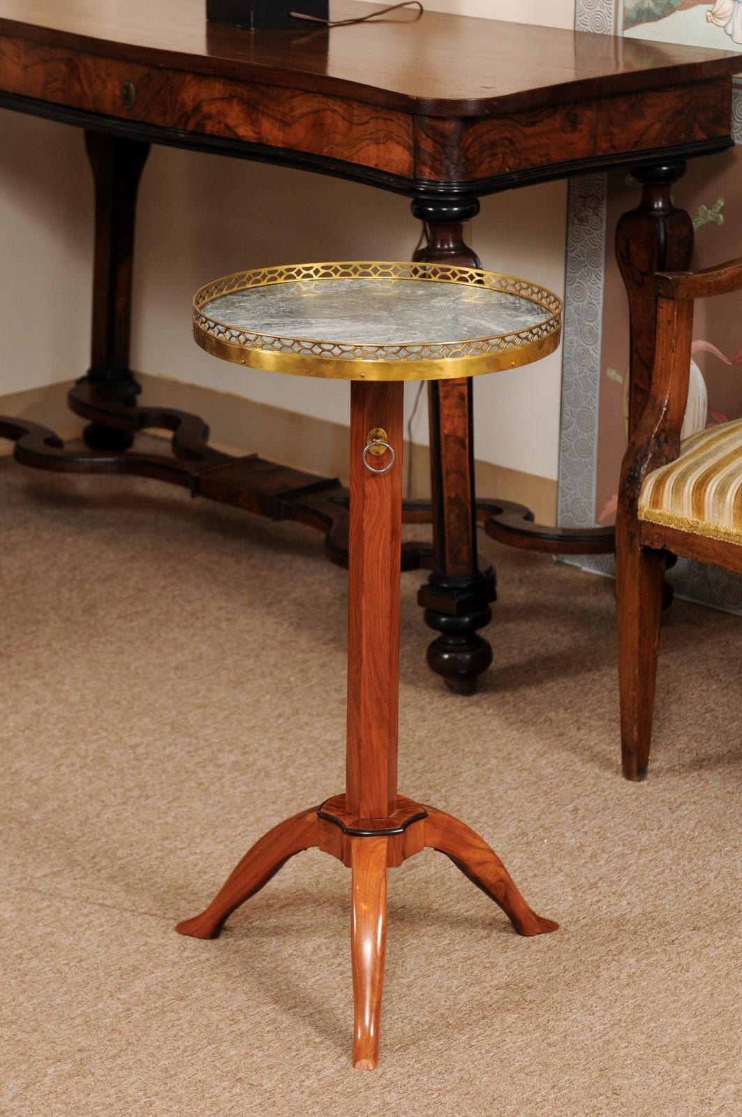 French Directoire Fruitwood Telescoping Green Marble-Top Candle Stand 5
