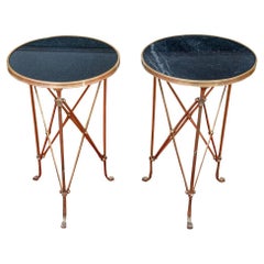 French Directoire Gueridon Tables, Black Marble & Bronze, 20th Century