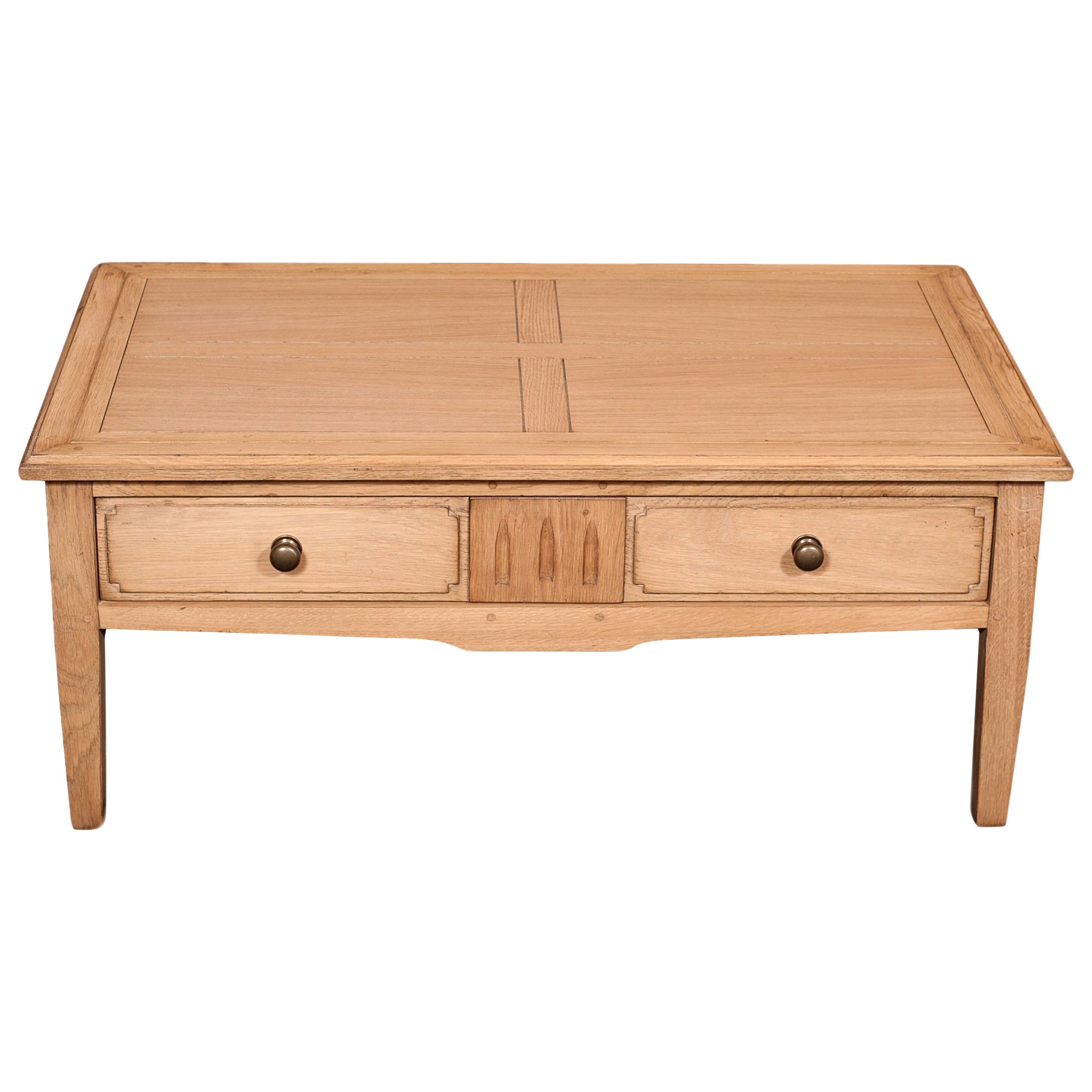 Table basse Directoire française avec tiroir, finition châtaignier