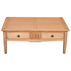 Französischer handgefertigter Couchtisch aus Eiche im Directoire-Stil mit Schublade und Kastanienholz-Finish