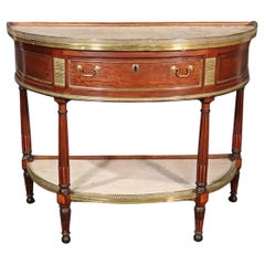 French Directoire Louis XVI Demilune Shape Marble Top Marble Top Console Table