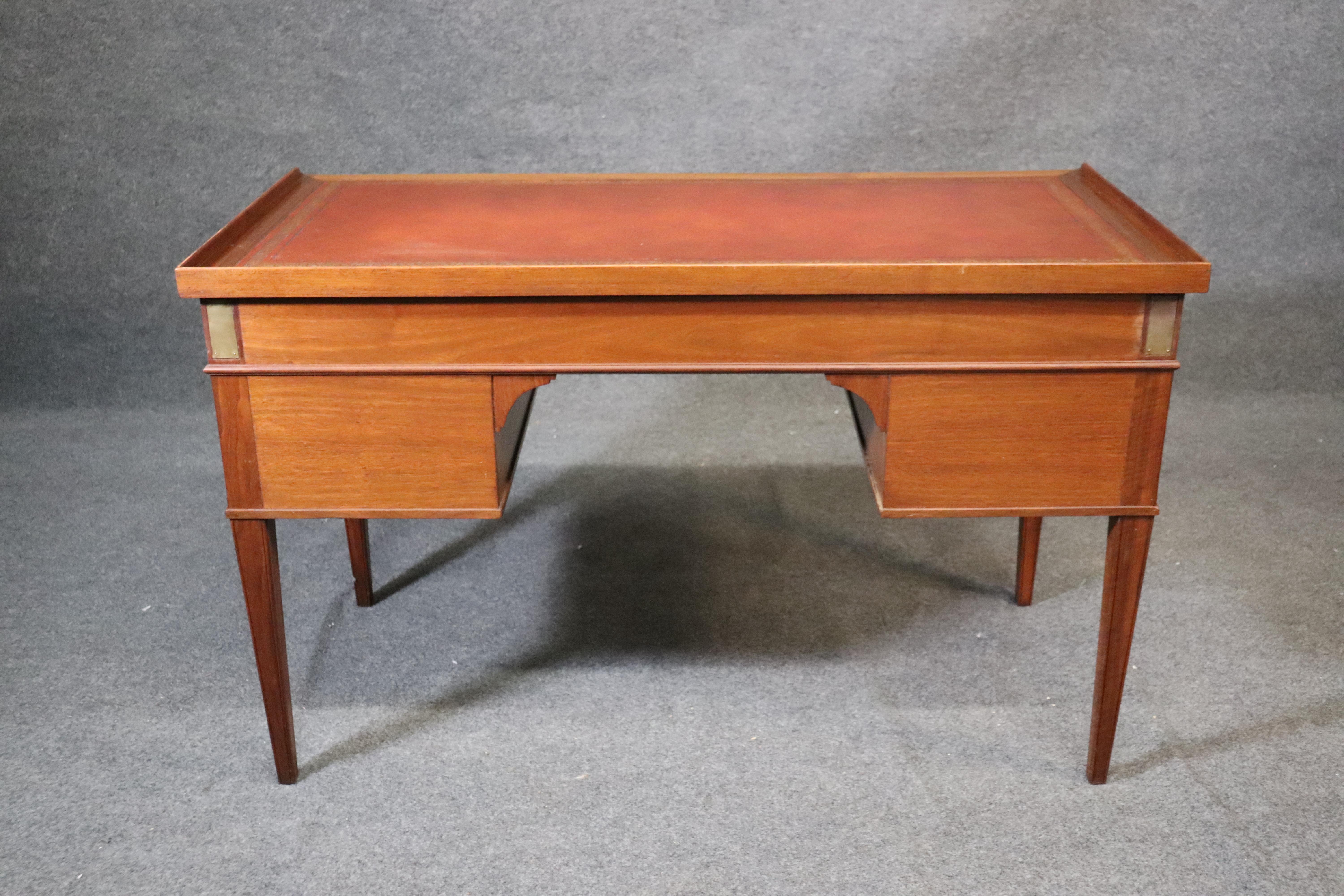 American French Directoire Louis XVI Leather Top Writing Table Desk Bureau Plat