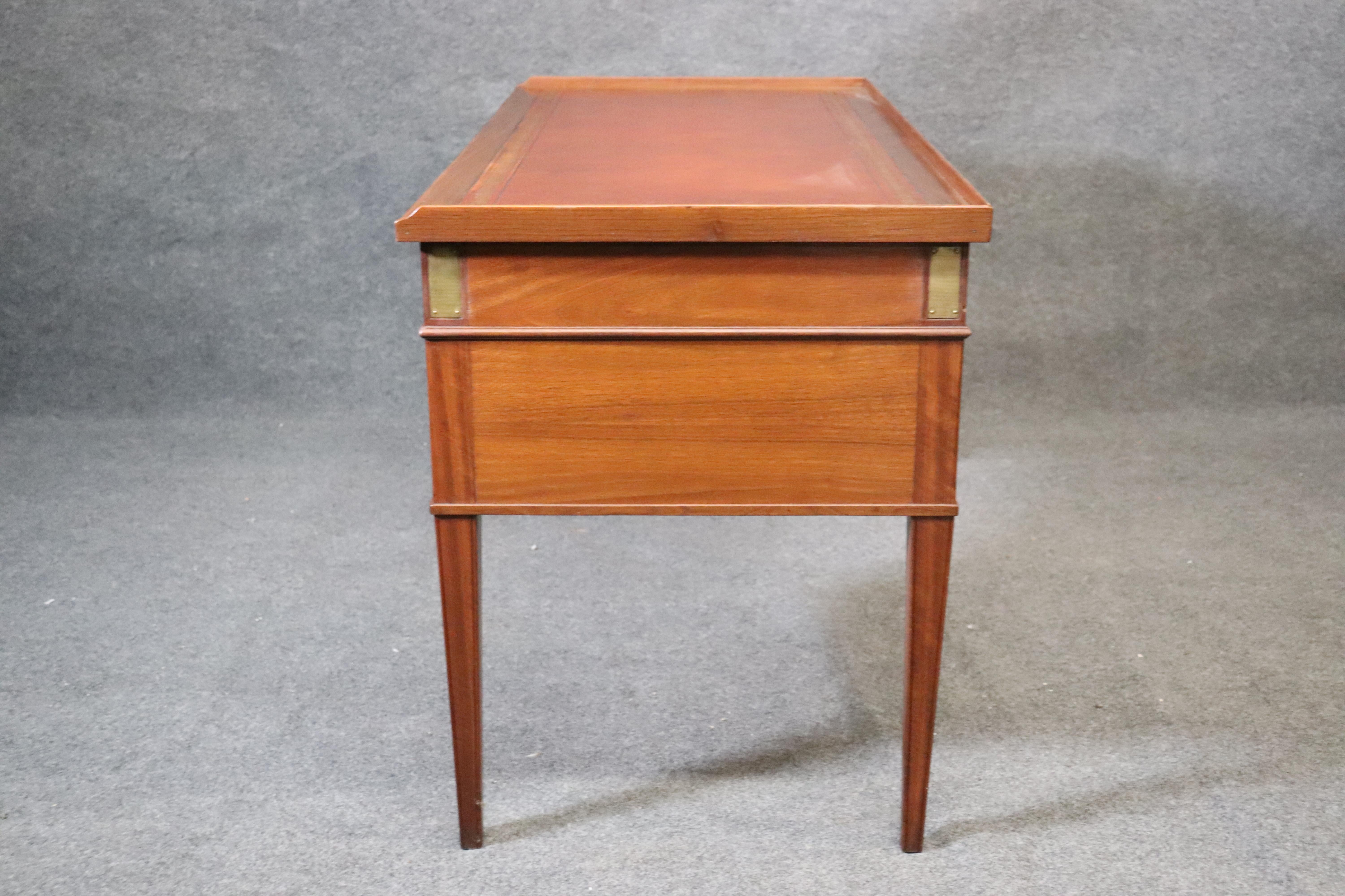 Mid-20th Century French Directoire Louis XVI Leather Top Writing Table Desk Bureau Plat