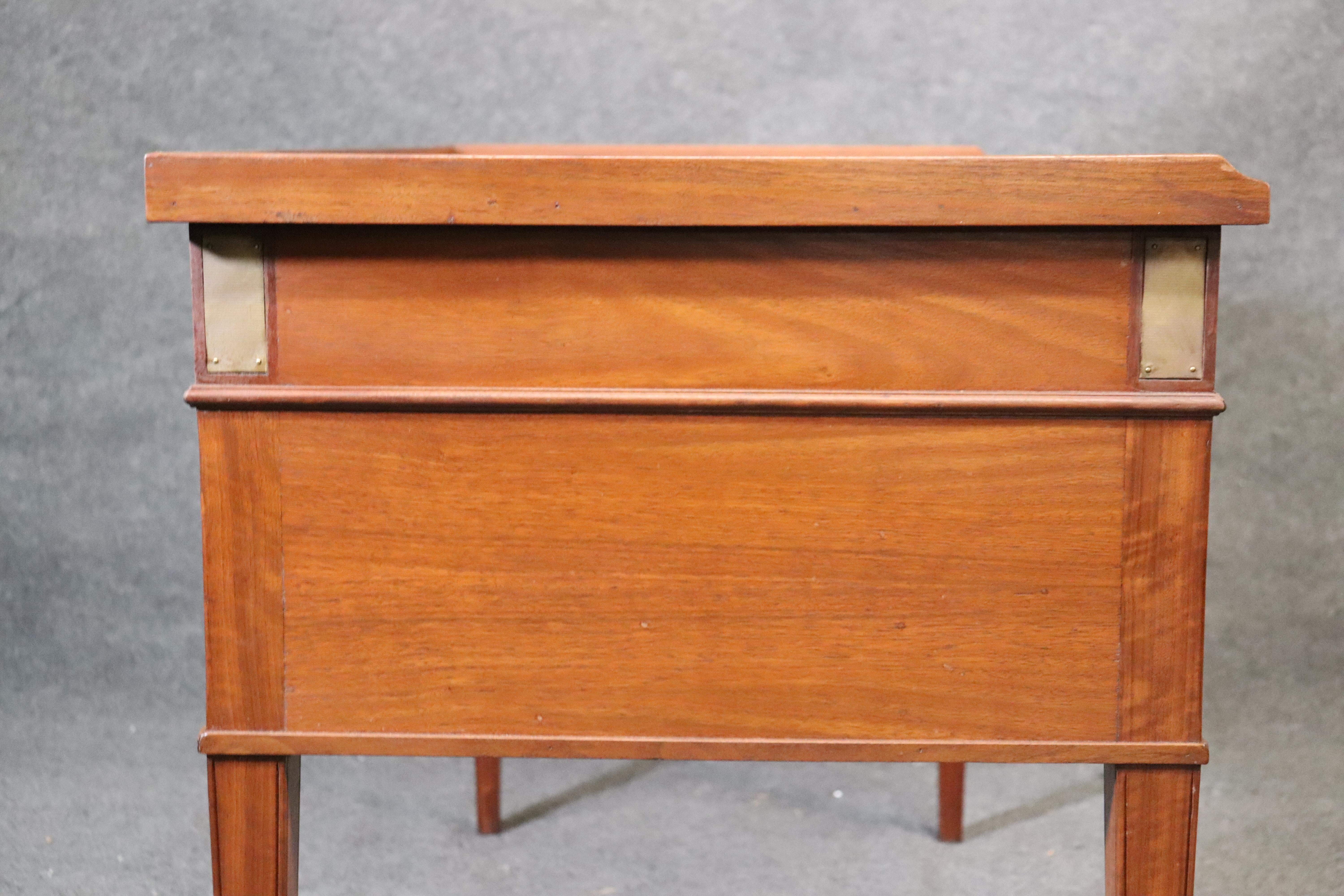 Mahogany French Directoire Louis XVI Leather Top Writing Table Desk Bureau Plat