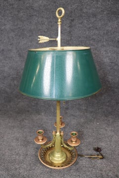 French Directoire Louis XVI Style Gilt Metal & Tole Bouillotte Lamp