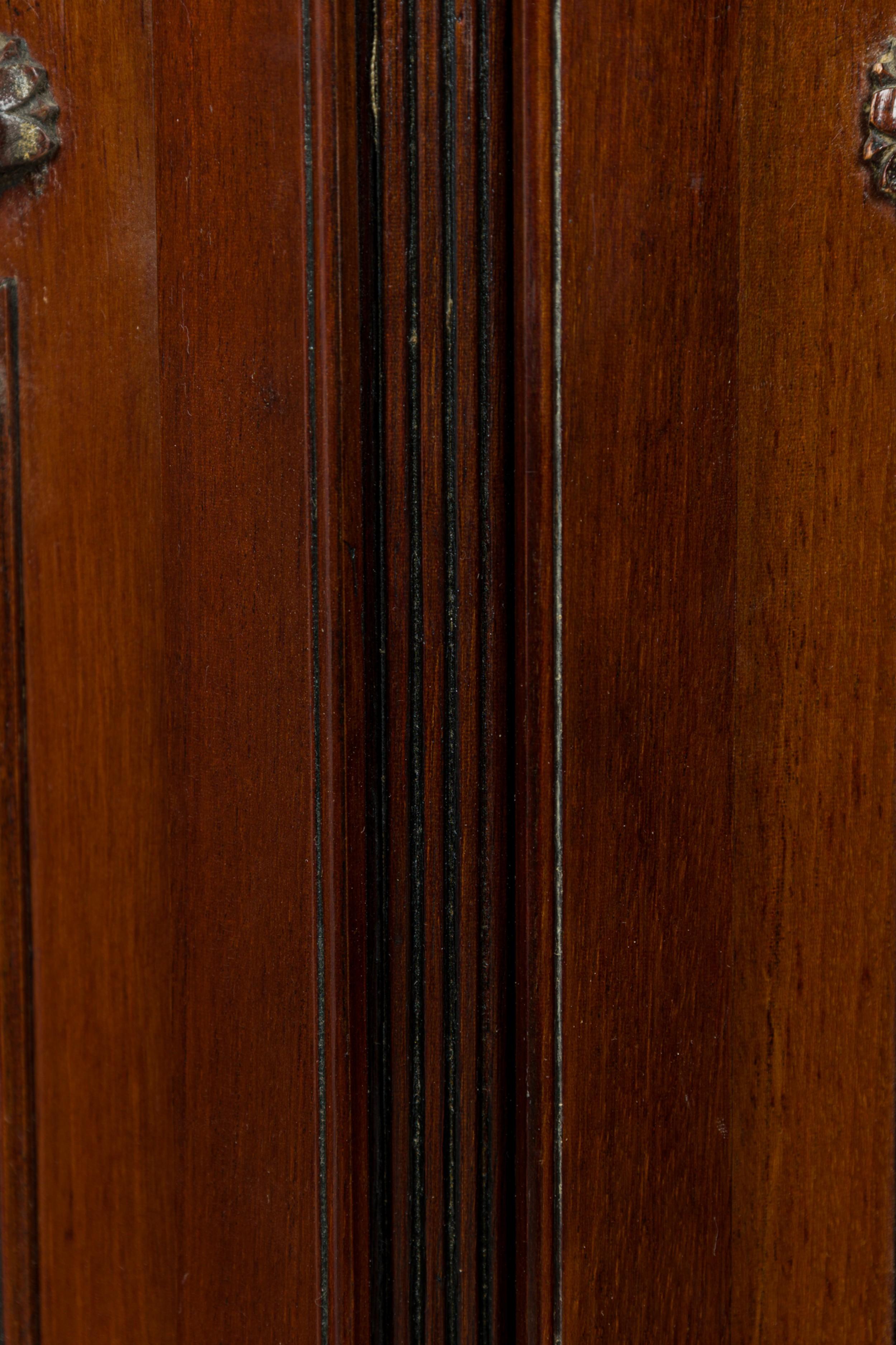 Wood French Directoire Mahogany and Glass 3 Panel Screen For Sale