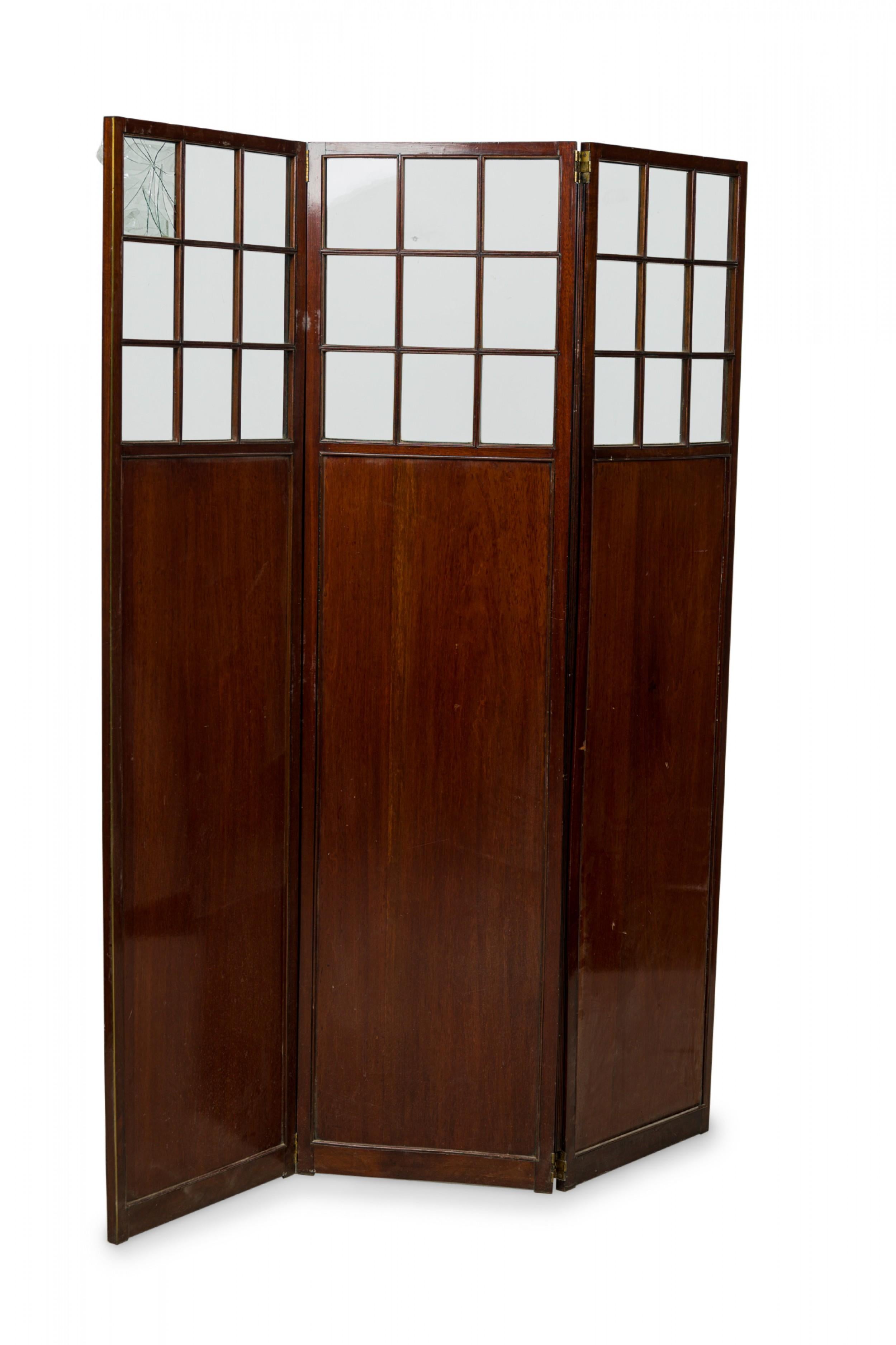 French Directoire Mahogany and Glass 3 Panel Screen For Sale 3