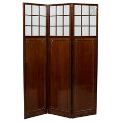 Directoire-Raumteiler aus Mahagoni und Glas mit 3 Tafeln