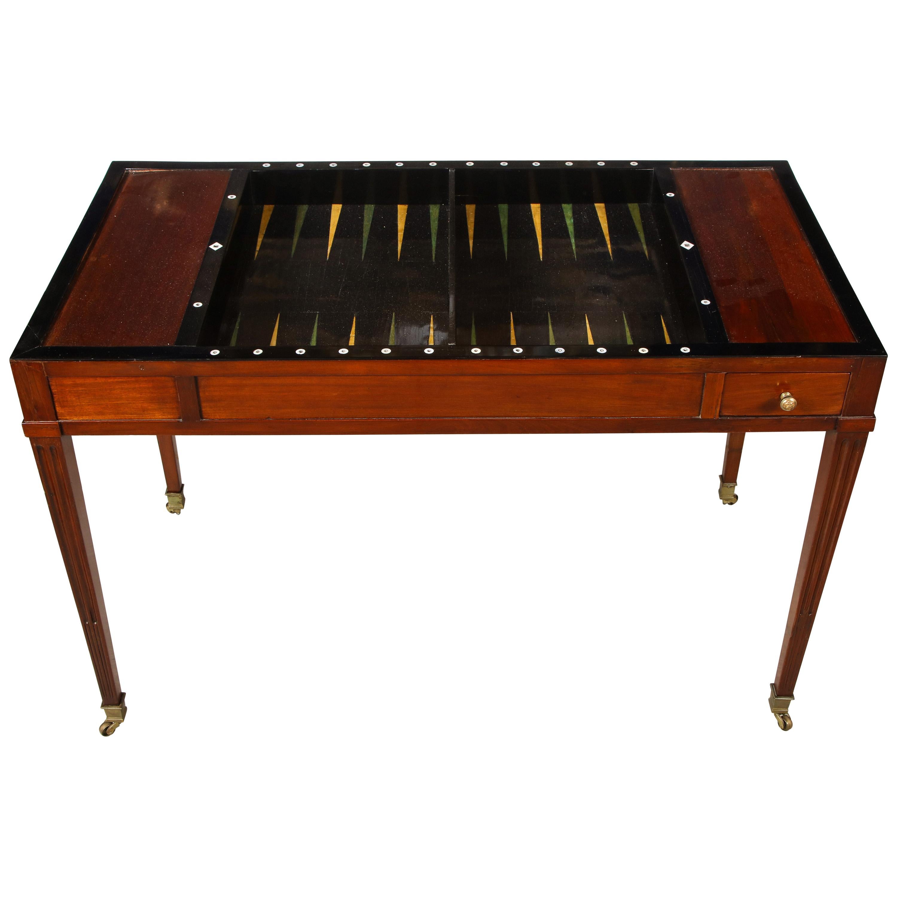 French Directoire Mahogany Backgammon Table