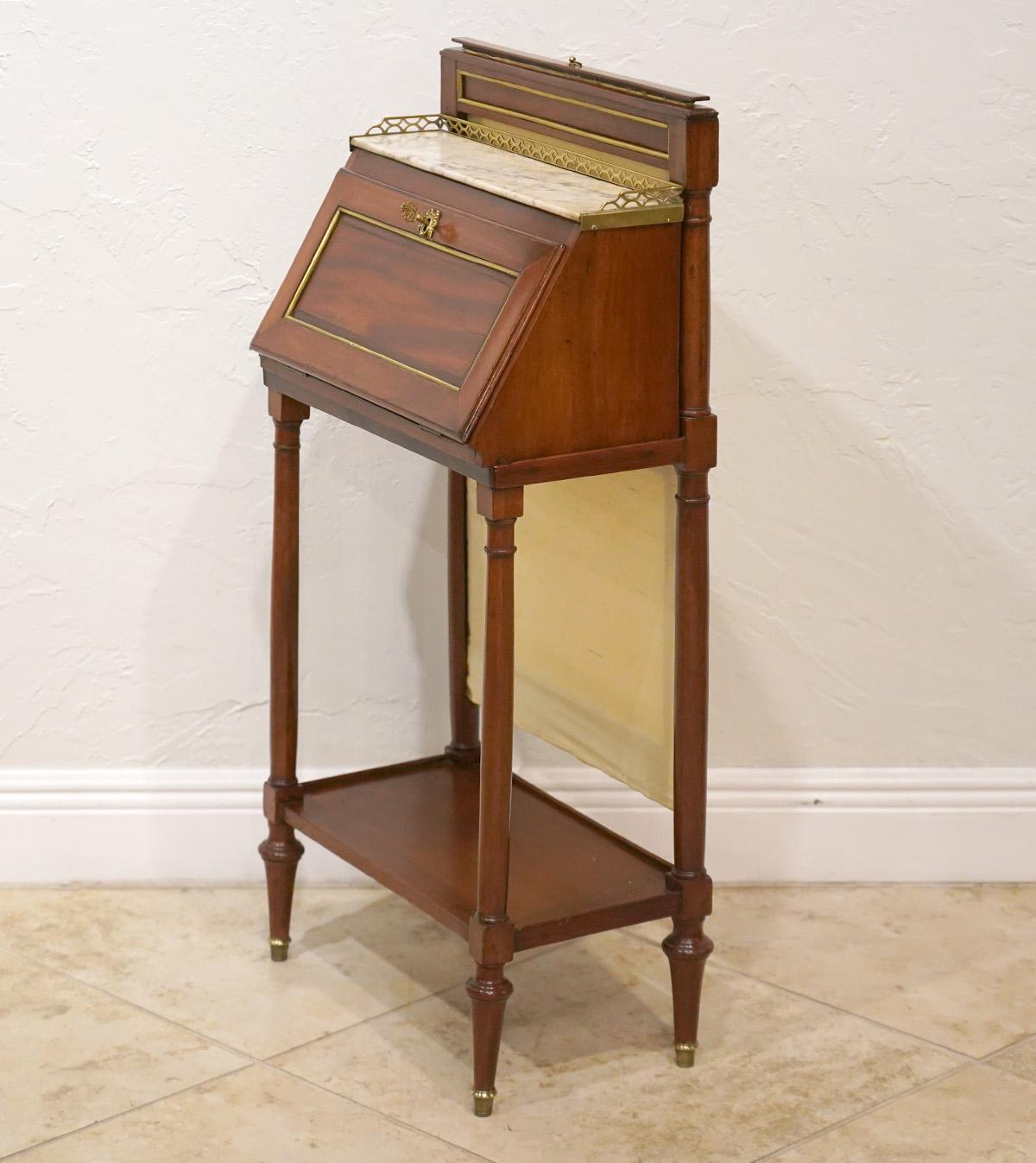 French Directoire Mahogany Lady's Fire Screen Fall Front Bureau or Writing Desk 5