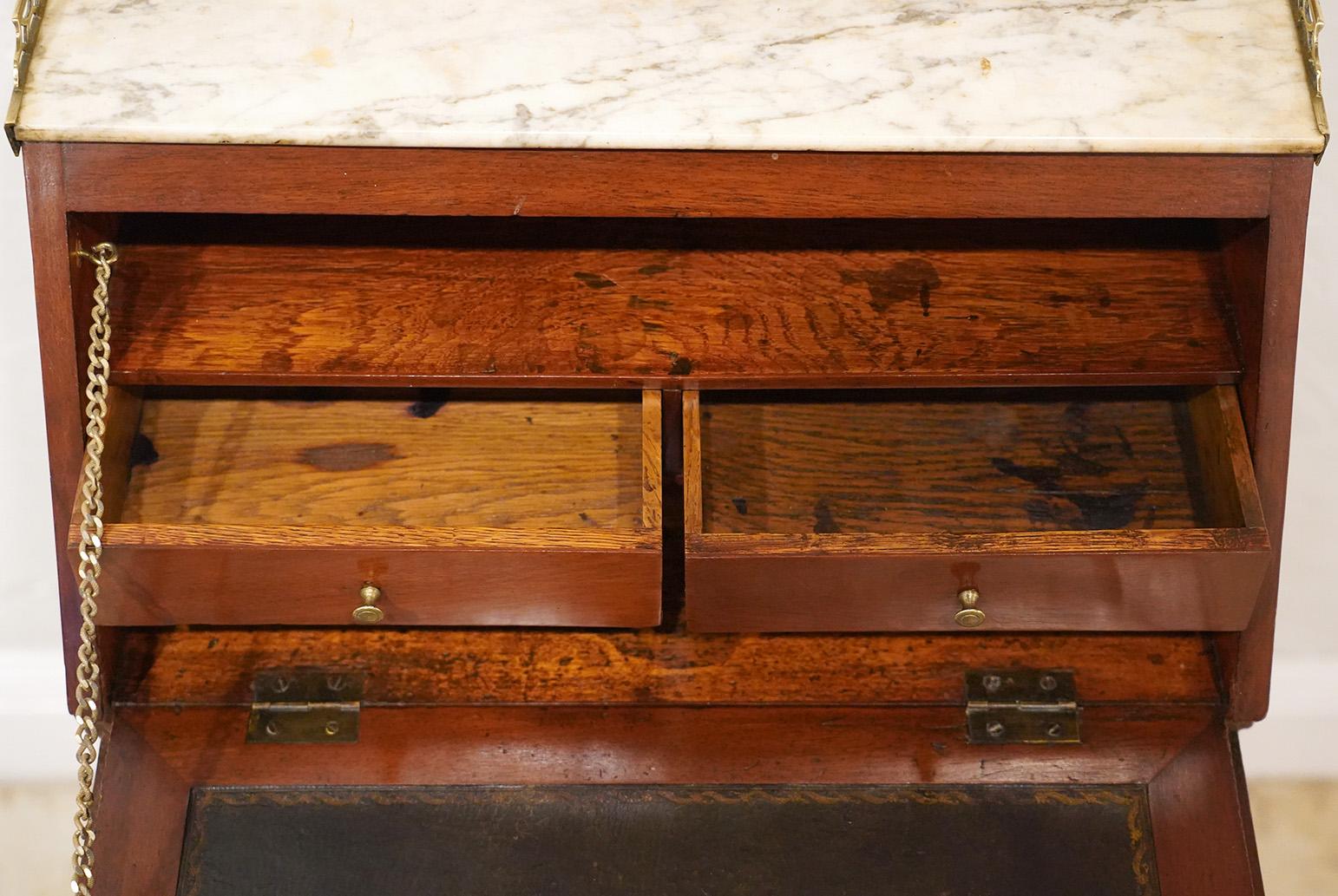 19th Century French Directoire Mahogany Lady's Fire Screen Fall Front Bureau or Writing Desk