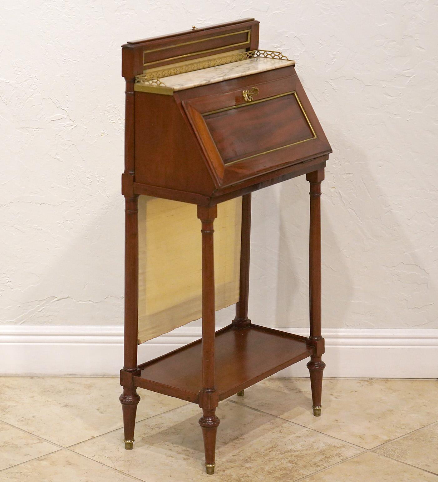French Directoire Mahogany Lady's Fire Screen Fall Front Bureau or Writing Desk 2