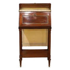 French Directoire Mahogany Lady's Fire Screen Fall Front Bureau or Writing Desk