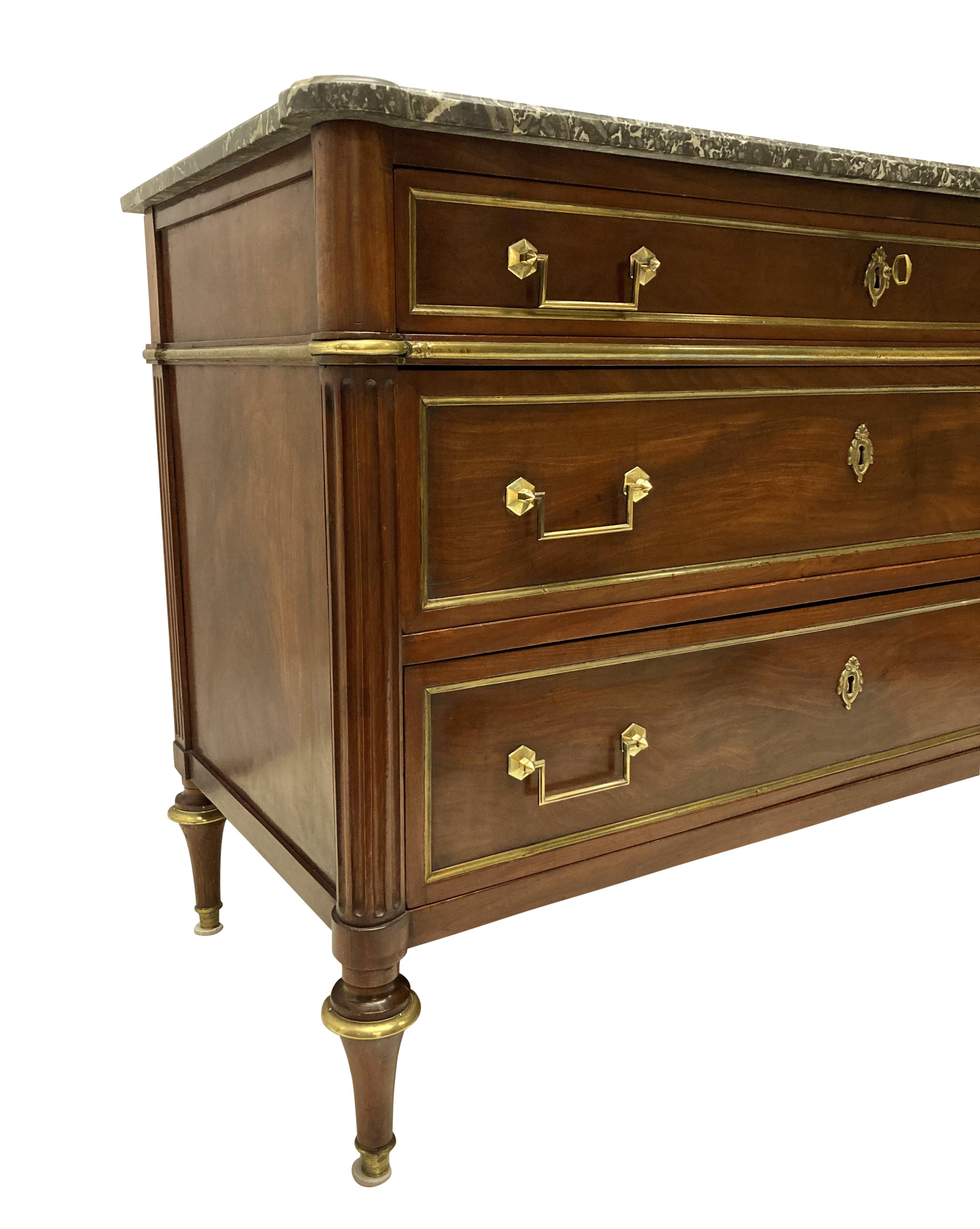 French Directoire Mahogany & Marble Top Commode For Sale 4