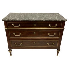 French Directoire Mahogany & Marble Top Commode