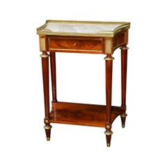 french directoire table French Directoire Mahogany Side Table with Carrara Marble Top
