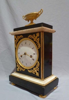 French Directoire Marble and Ormolu Mantel Clock