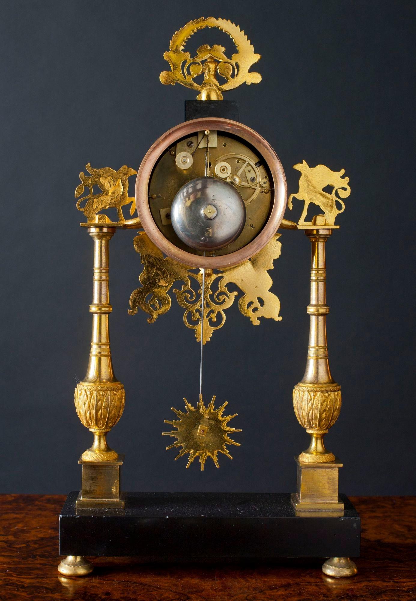 Late 18th Century French Directoire Marble Pillar Mantel Clock For Sale