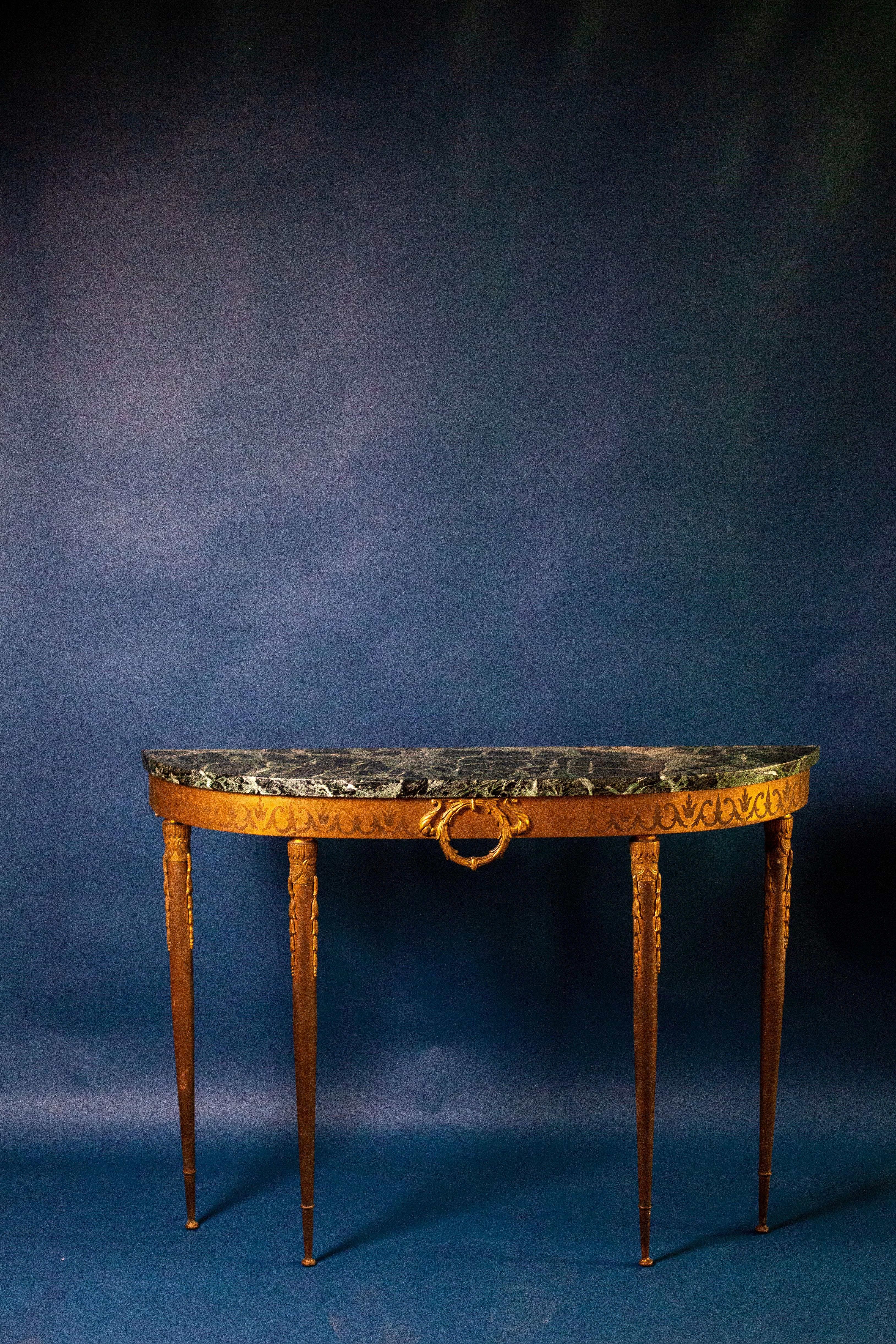 French, Directoire Marble Top Demi-Lune Table For Sale 1