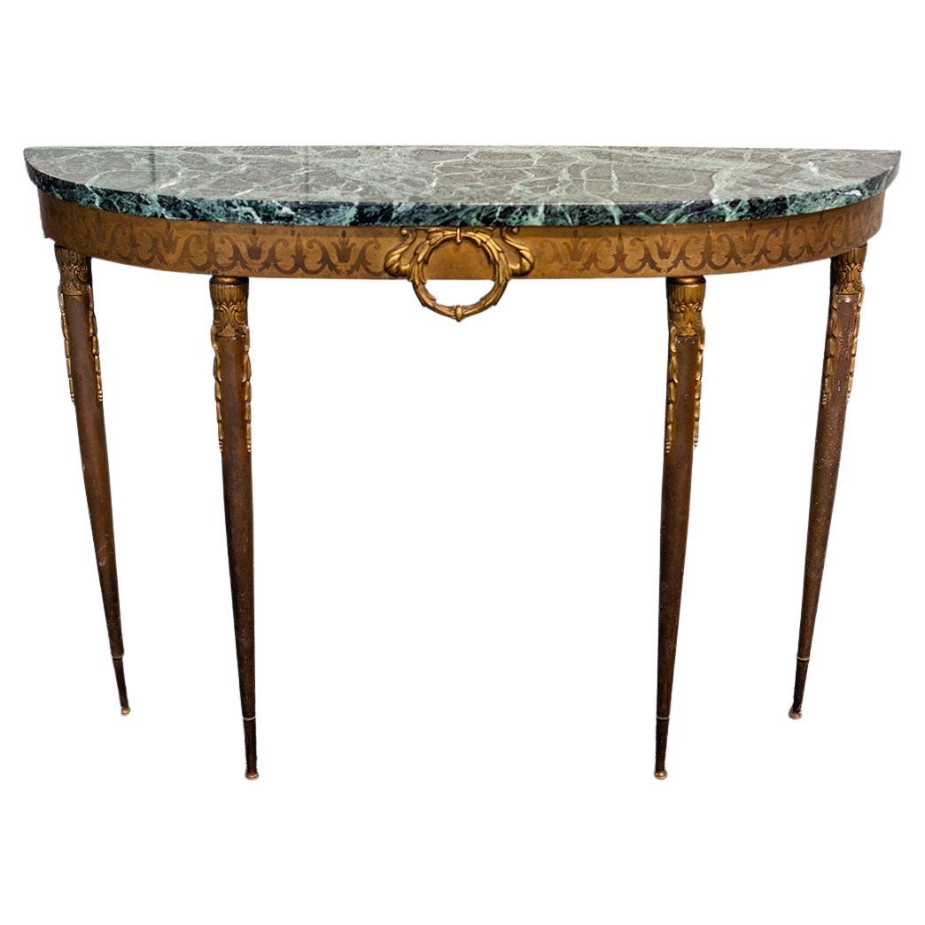Demi-Lune-Tisch mit Directoire-Marmorplatte