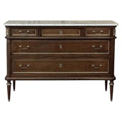 French Directoire Neoclassical Carrara Marble Top Commode