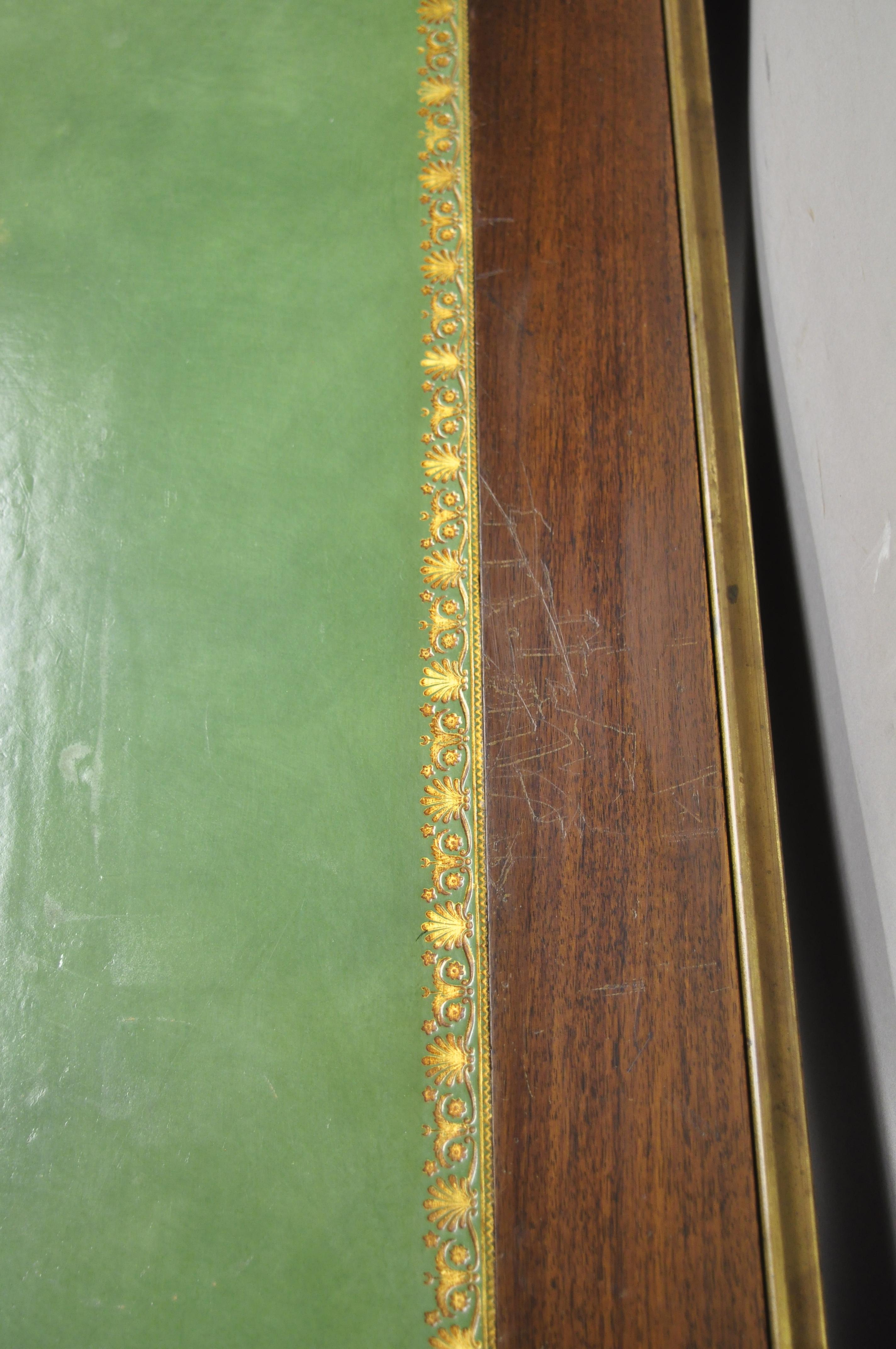 French Directoire Neoclassical Green Leather Top Mahogany Bureau Plat Desk 7