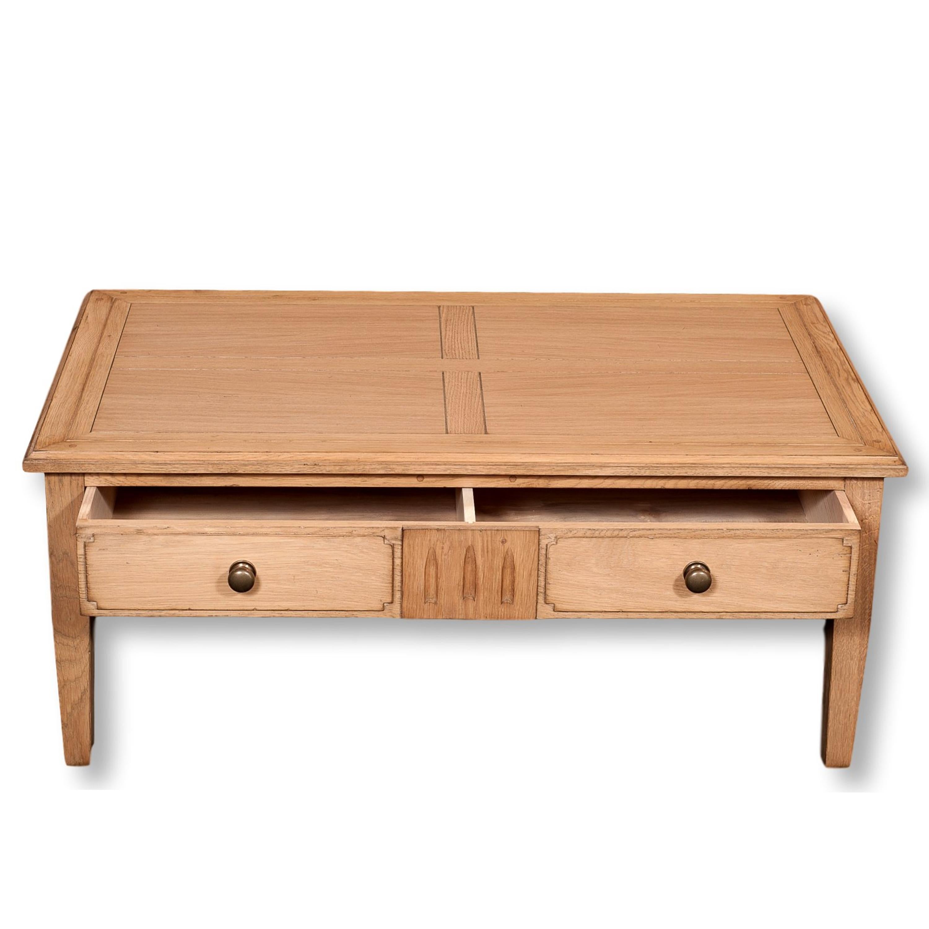 french style oak multi drawer coffee table